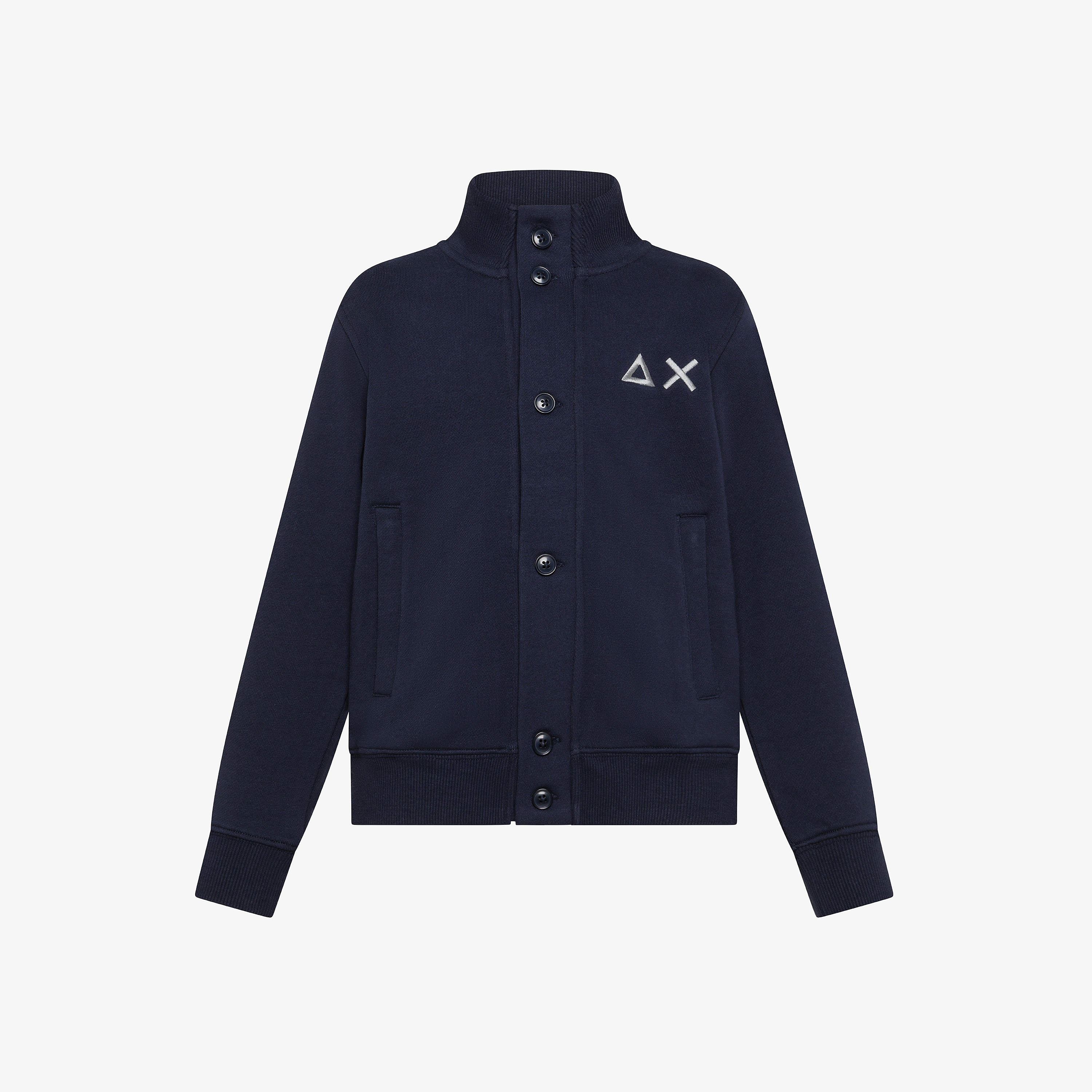 Cardigan in felpa di cotone con tasche navy blue
