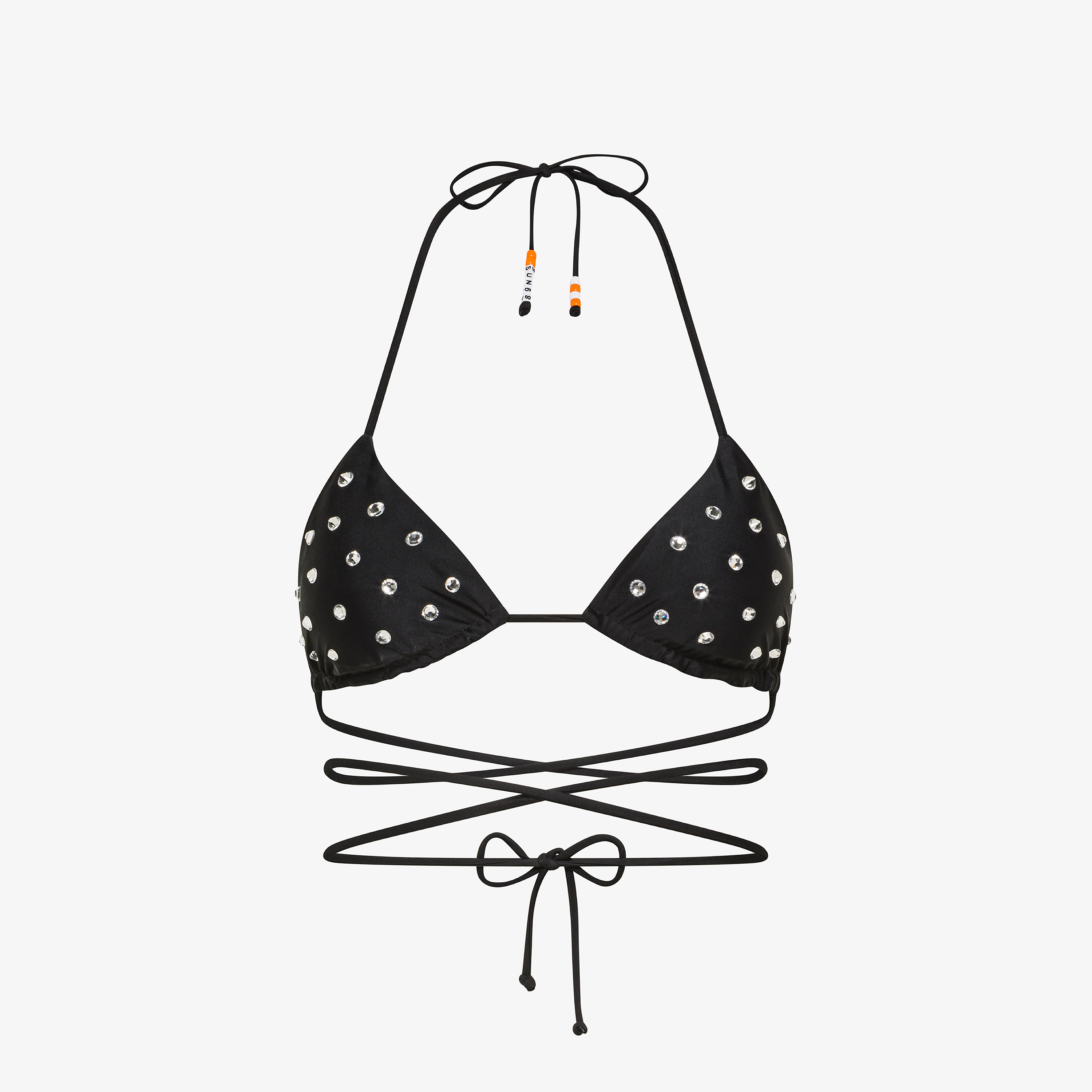 Bikini mare in nylon con strass nero