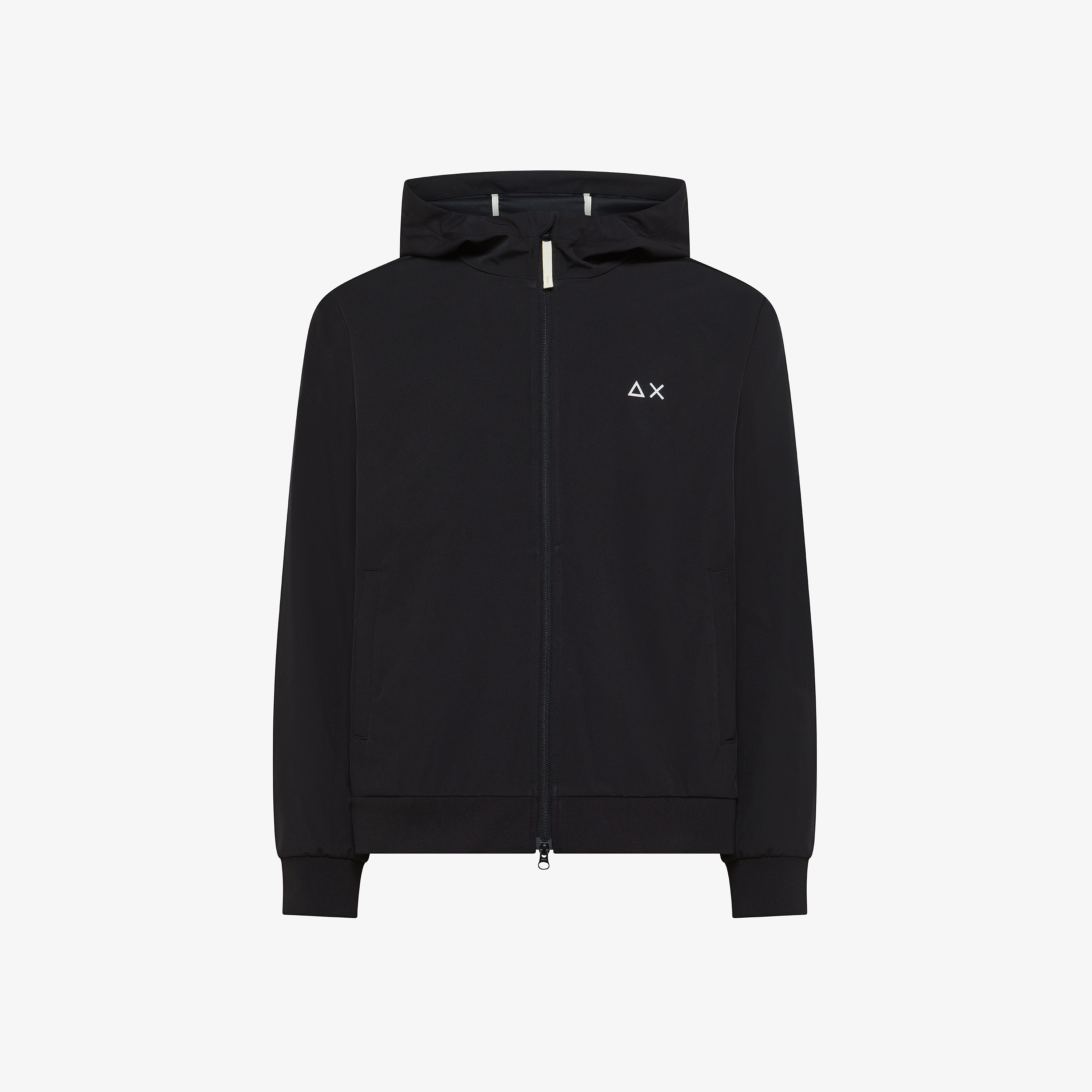 Giacca in scuba con cappuccio nero