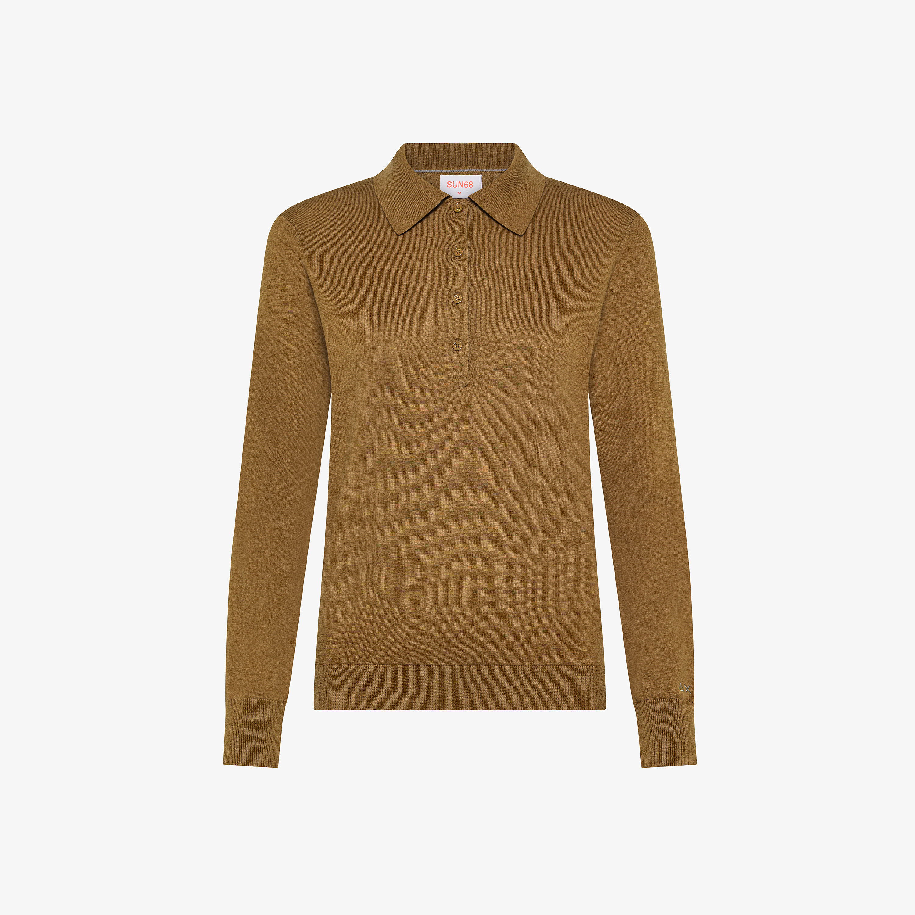 Polo in lana e cotone marrone deserto