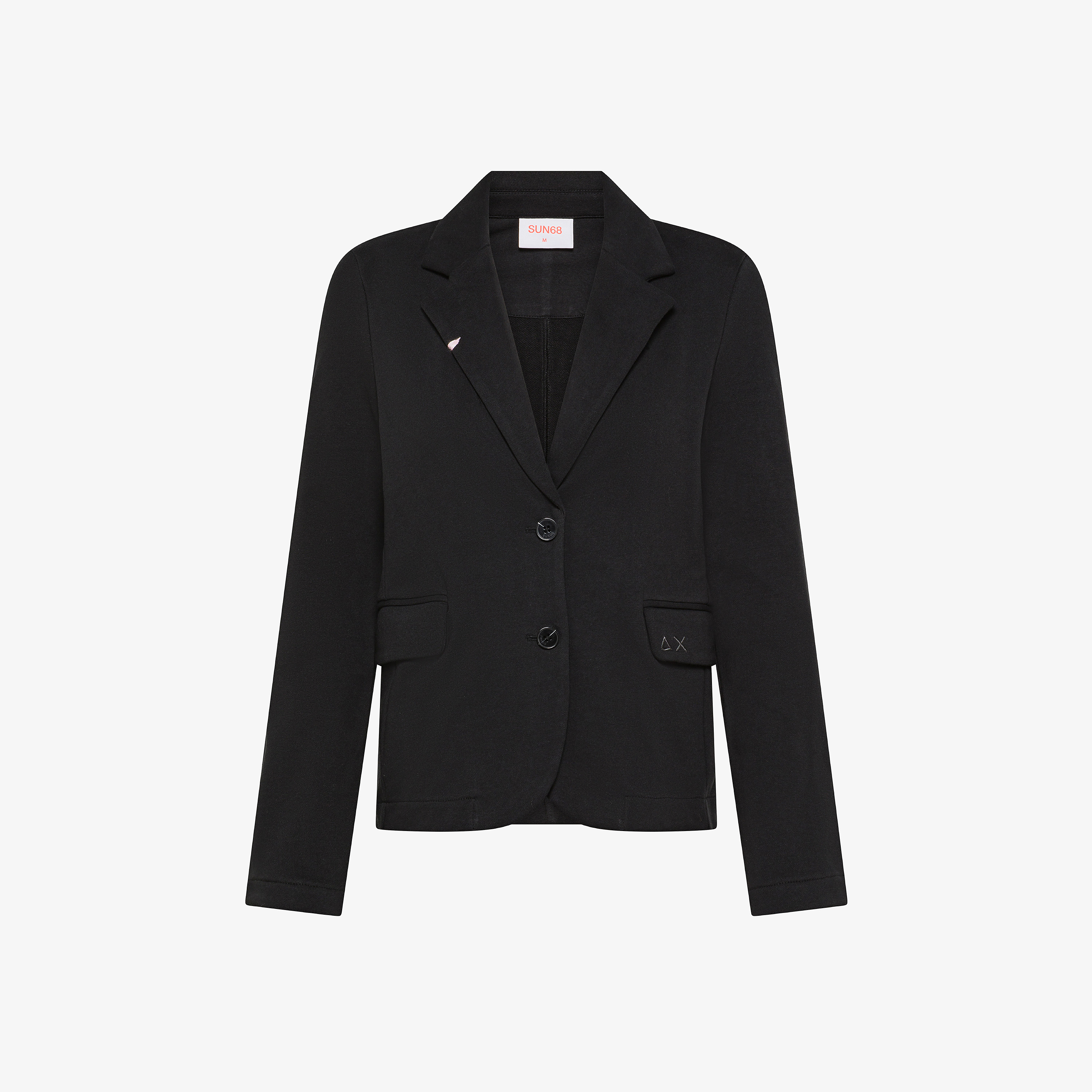 Black cotton fleece blazer