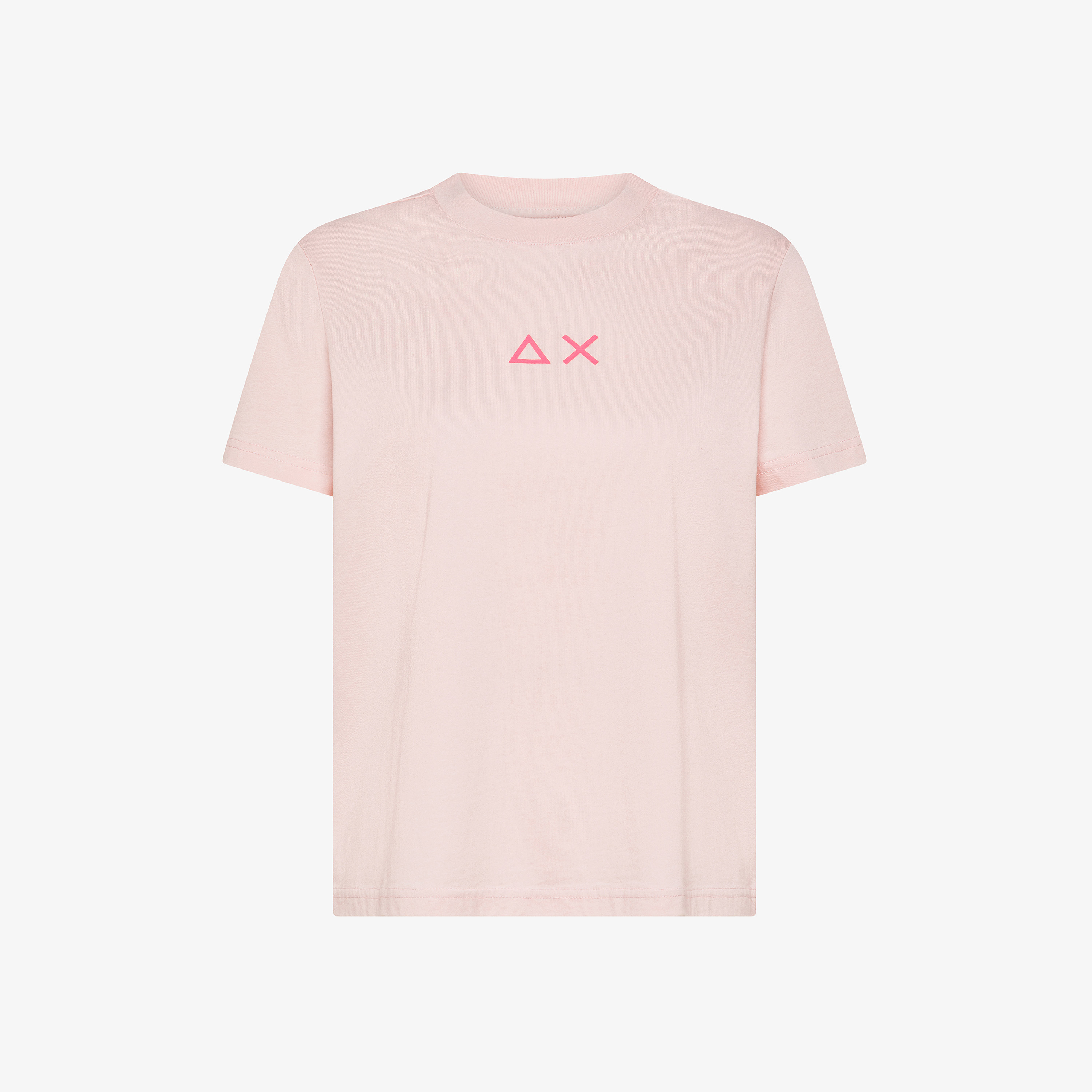 Pink cotton crew-neck t-shirt with logo