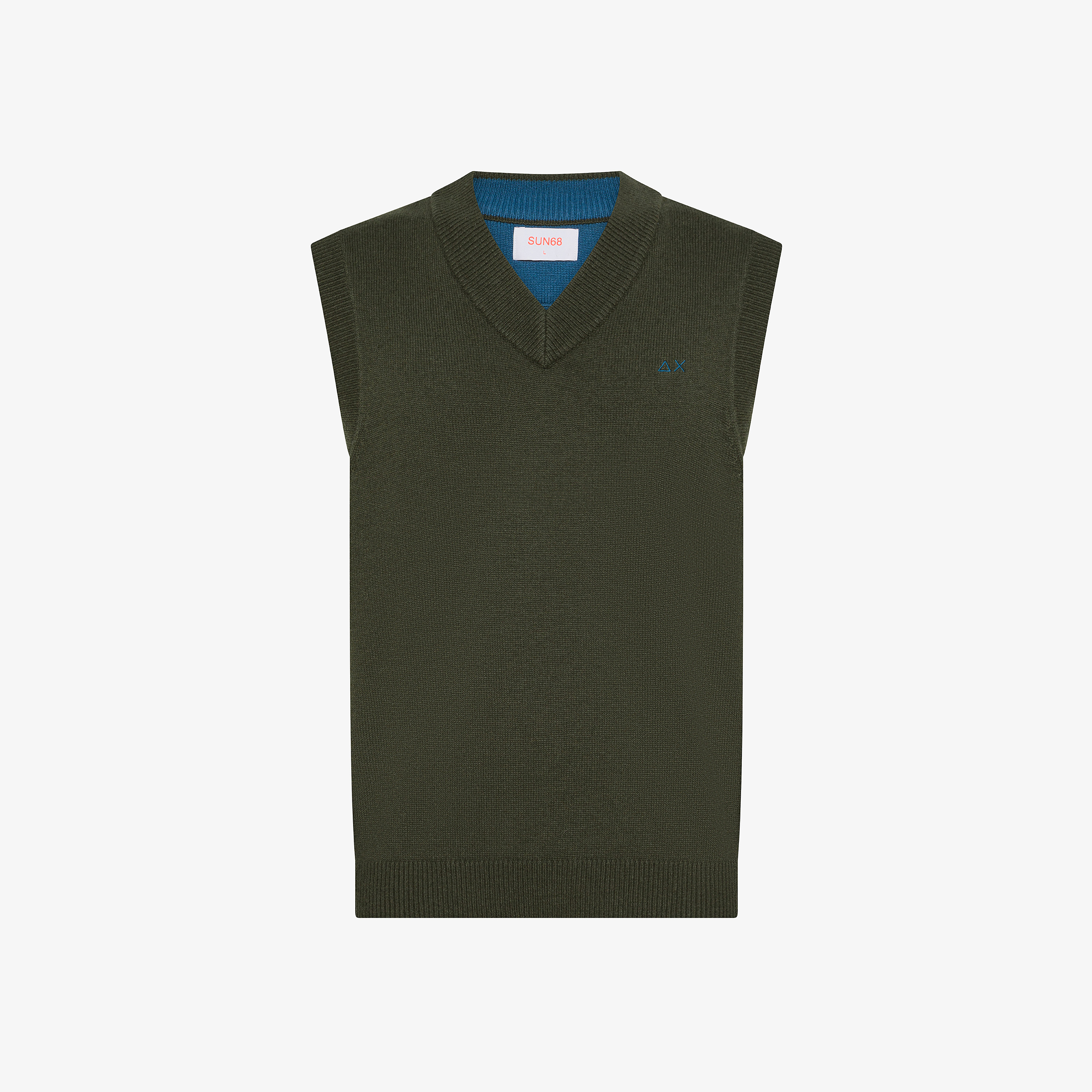 Gilet in lana e cashmere militare scuro