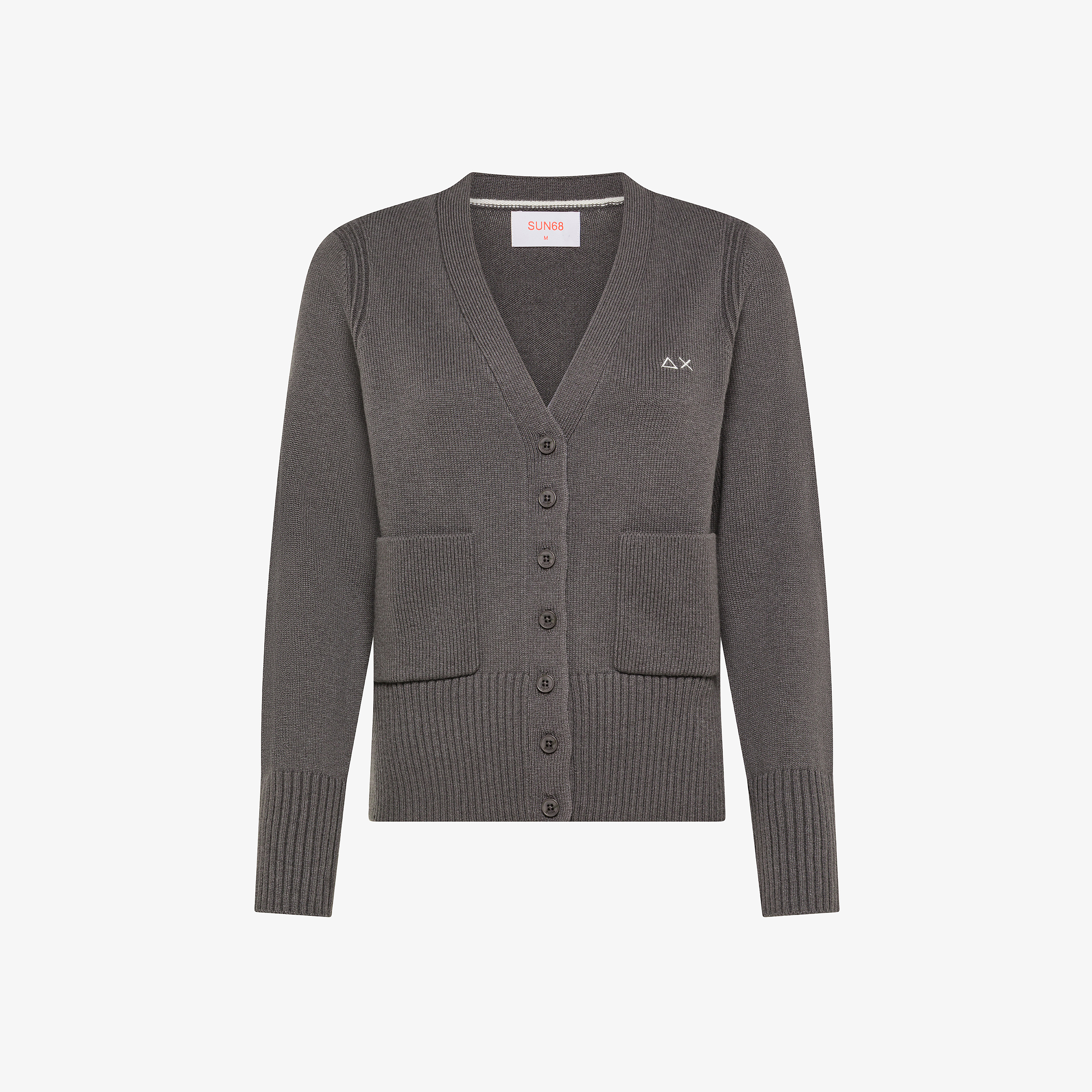 Cardigan in filato di lana e cashmere grigio scuro