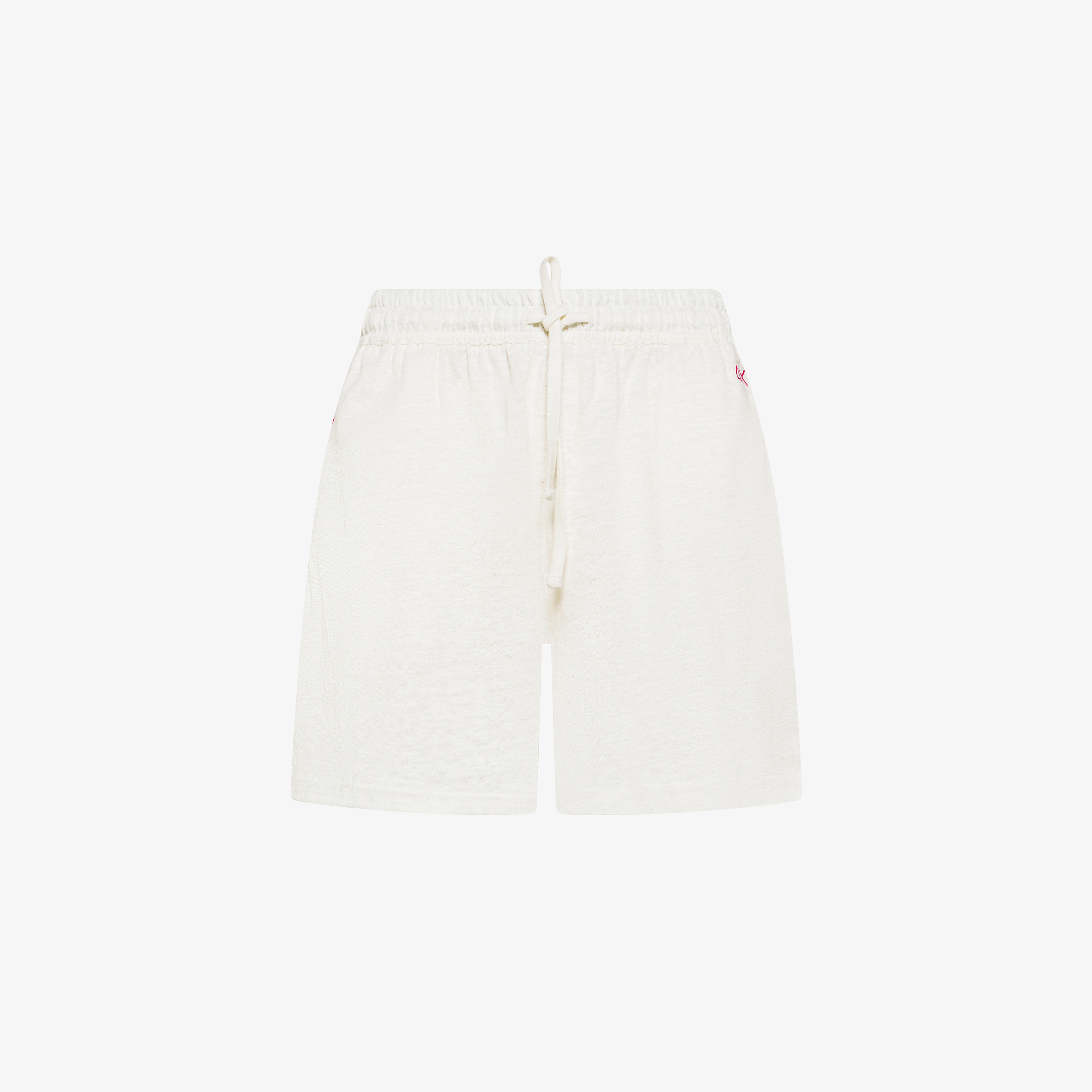Shorts in jersey di lino bianco panna