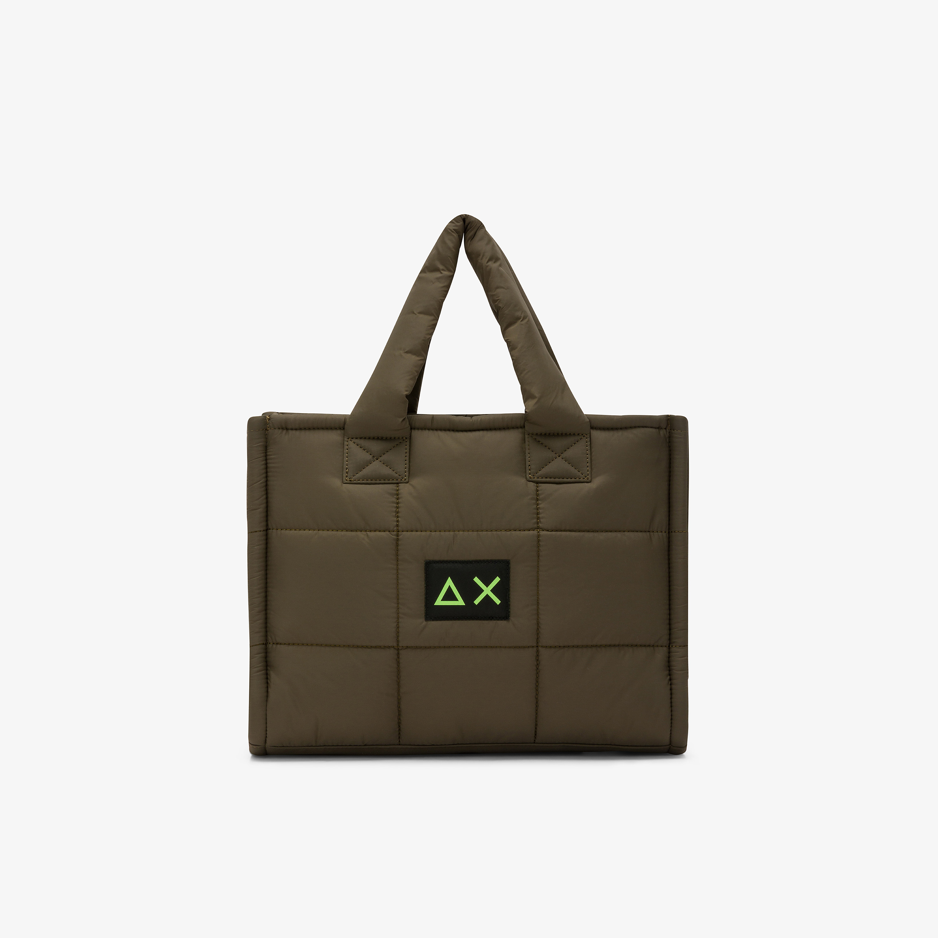 Shopping bag midi Cali in nylon trapuntato militare scuro