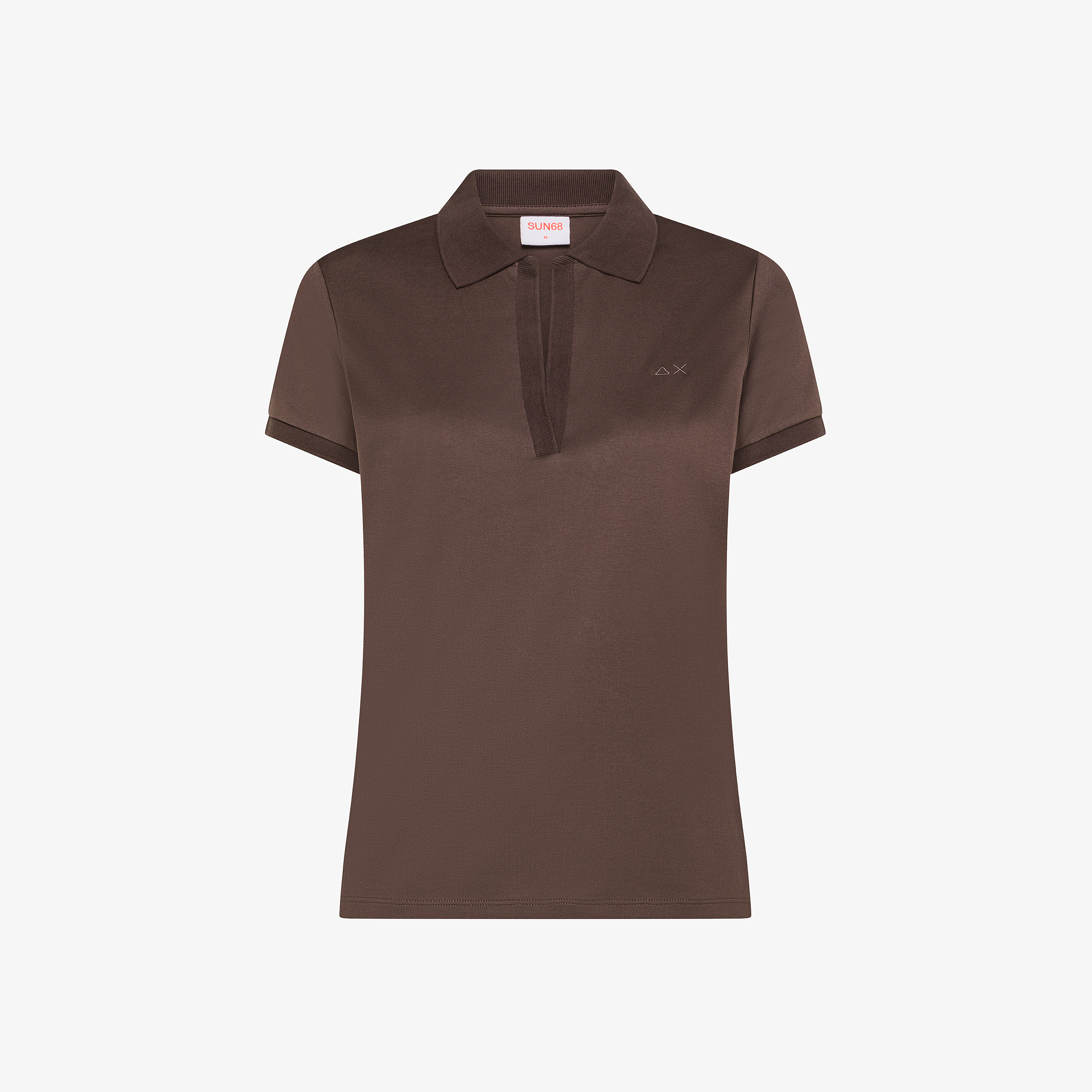 Brown cotton jersey polo shirt