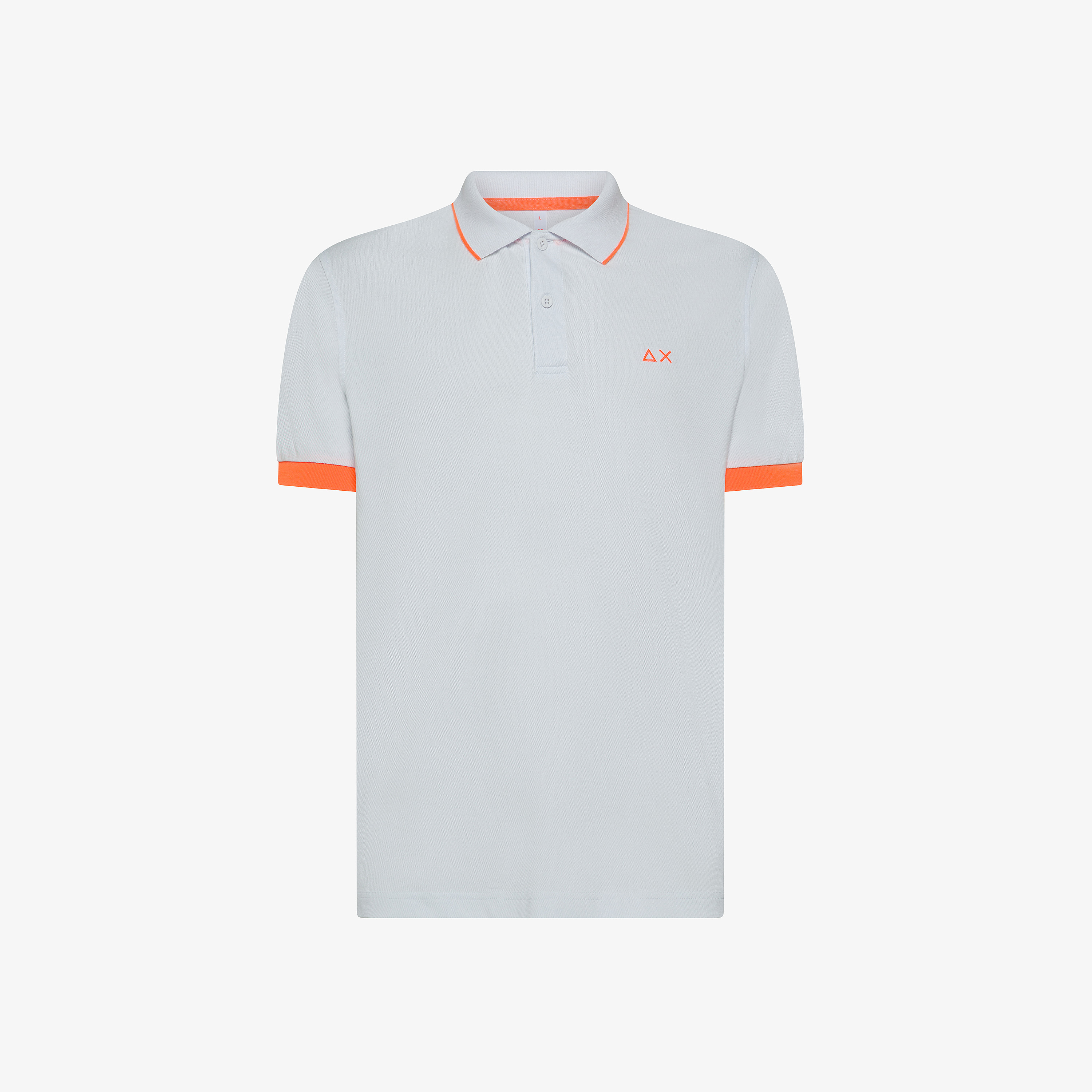 White polo shirt with fluorescent logo