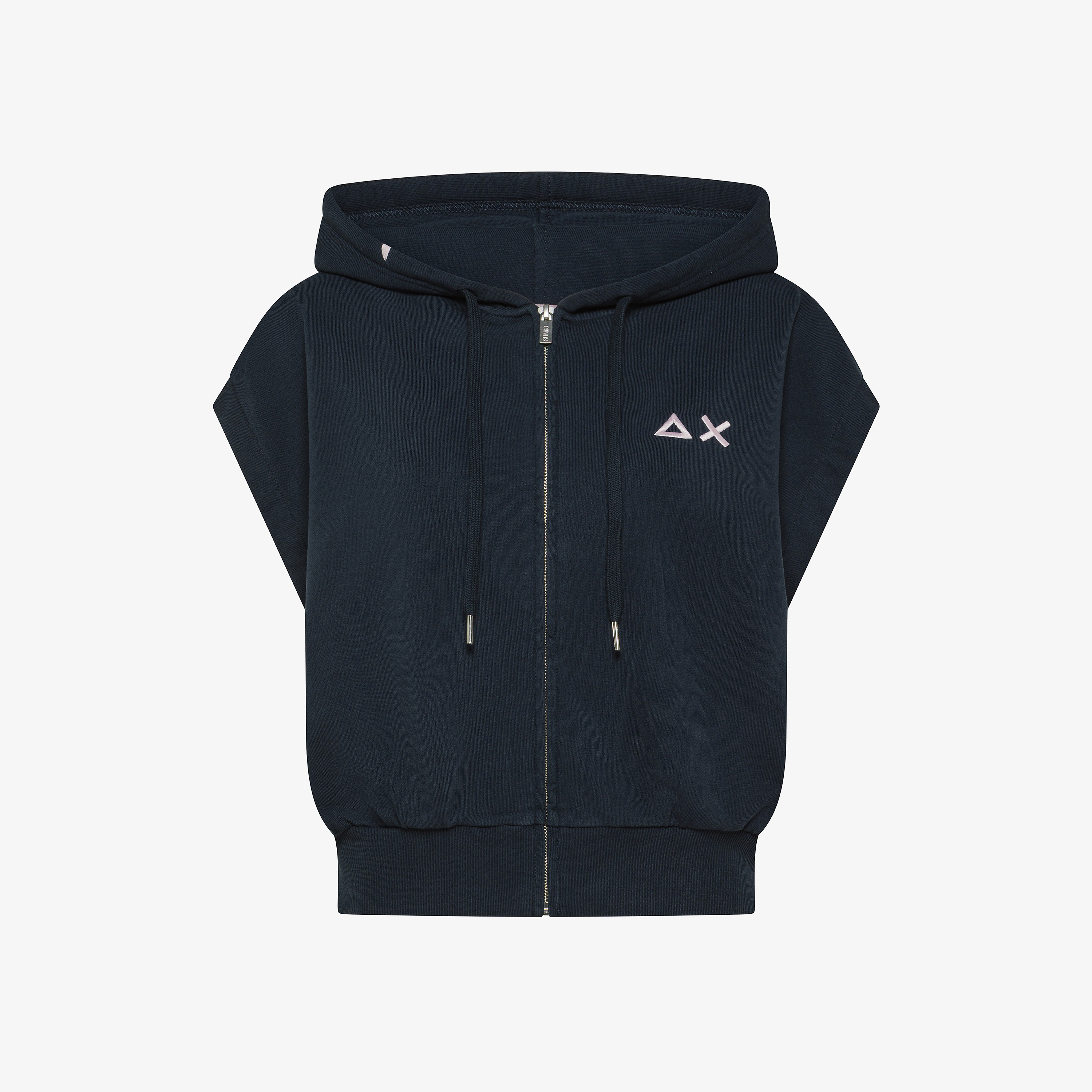 Navy blue hooded fleece vest