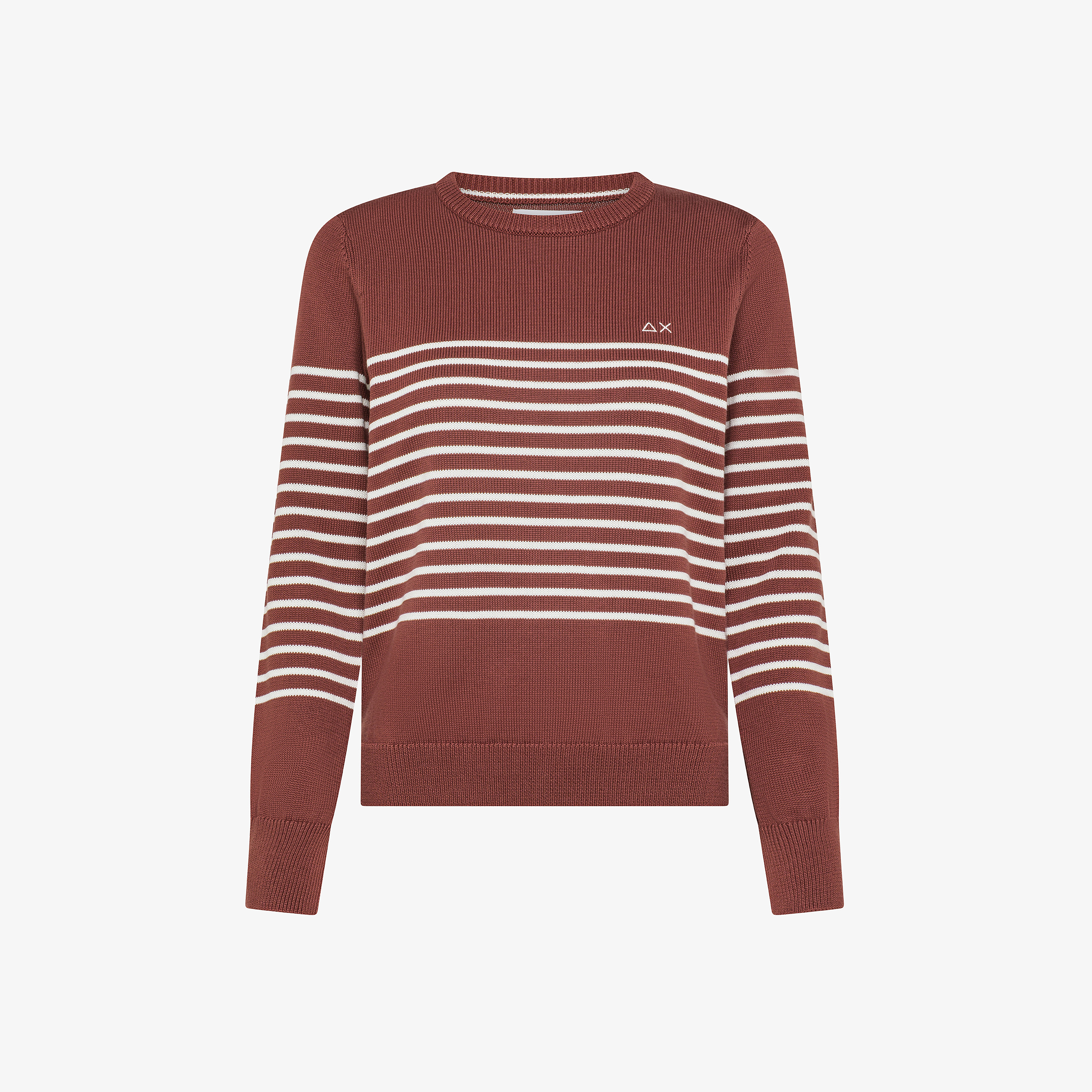Cacao brown/off white striped cotton jumper