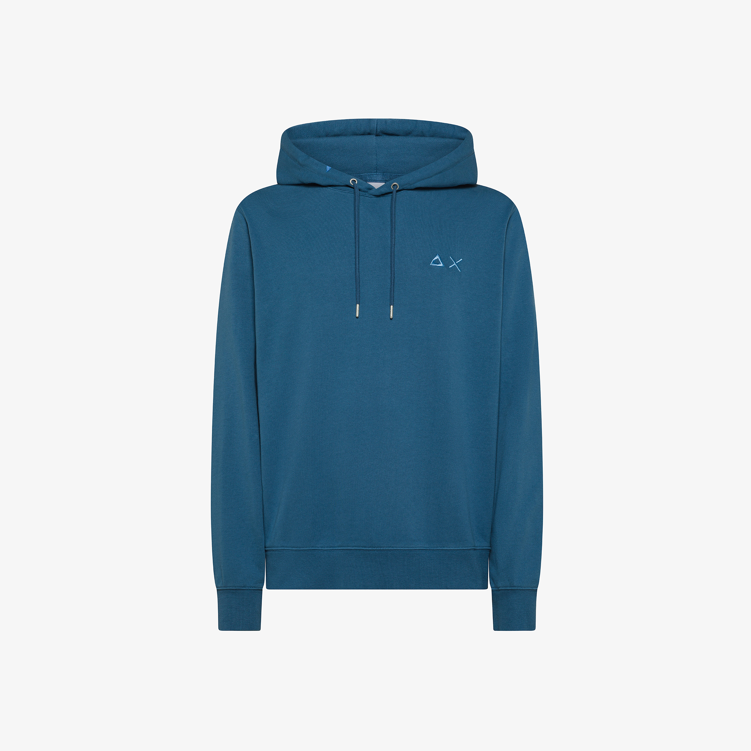 Felpa hoodie avio scuro con logo ricamato - Main Image