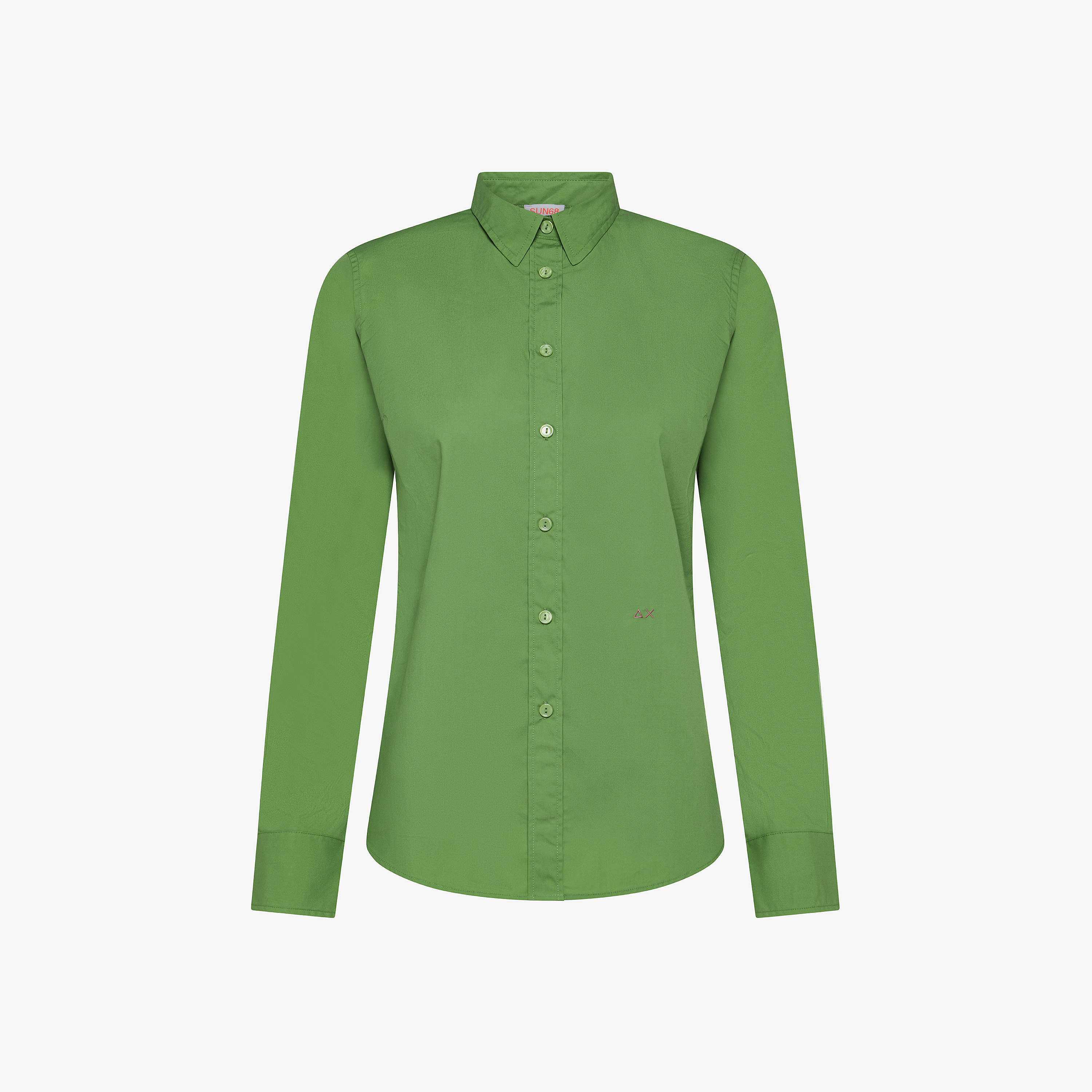 Camicia in cotone verde oliva con logo ricamato Camicia in cotone verde oliva con logo ricamato