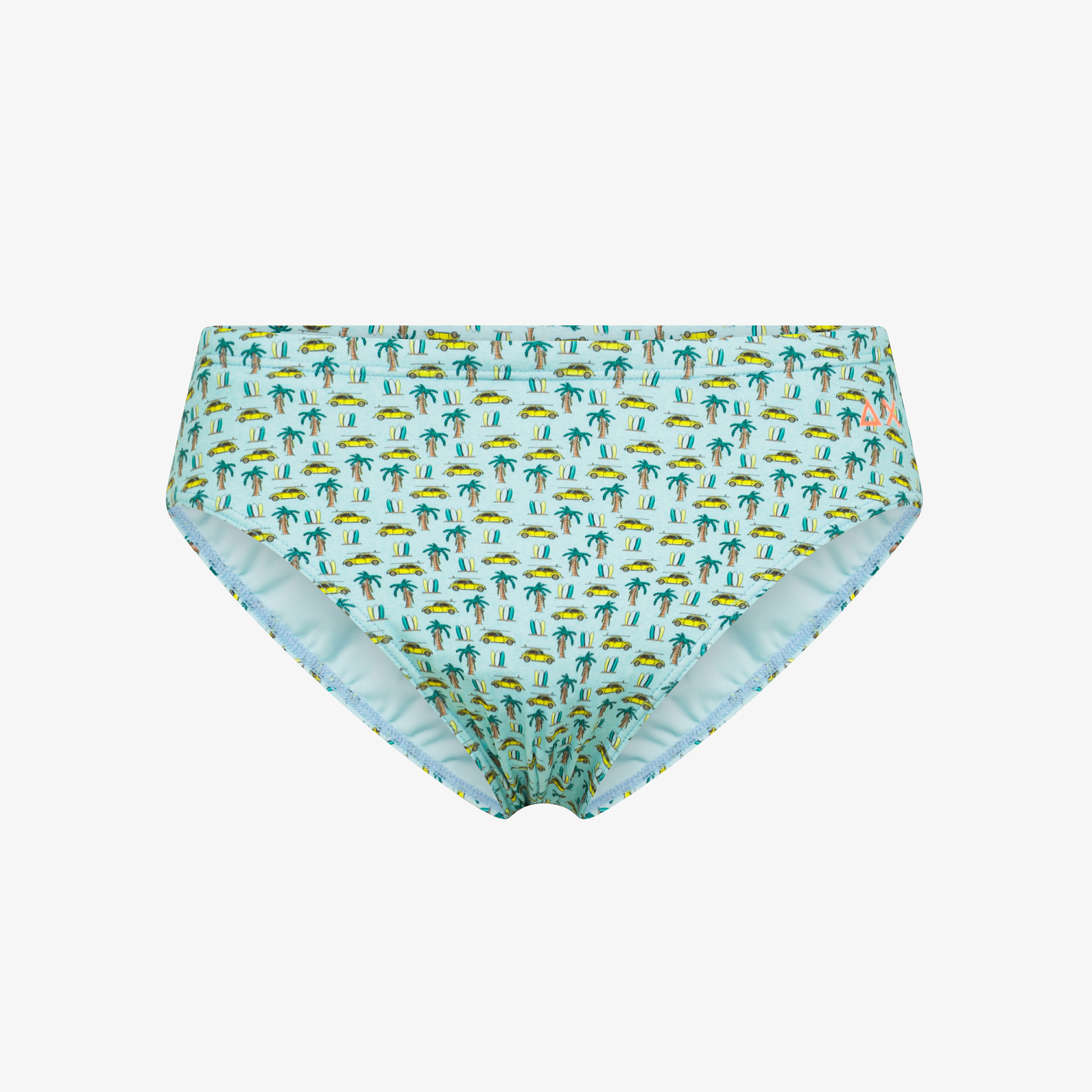 Slip mare in nylon stampato verde menta