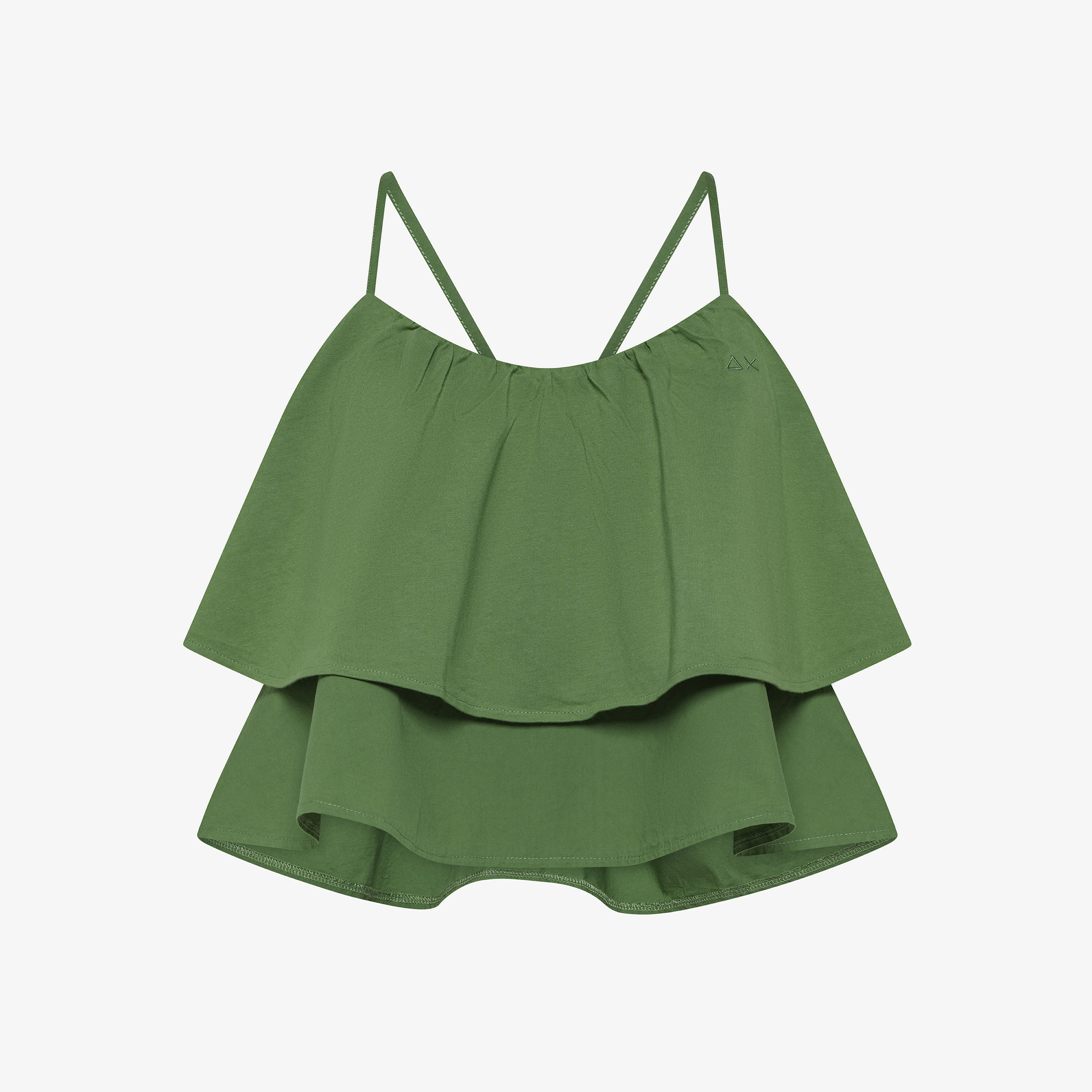Top in cotone verde salvia