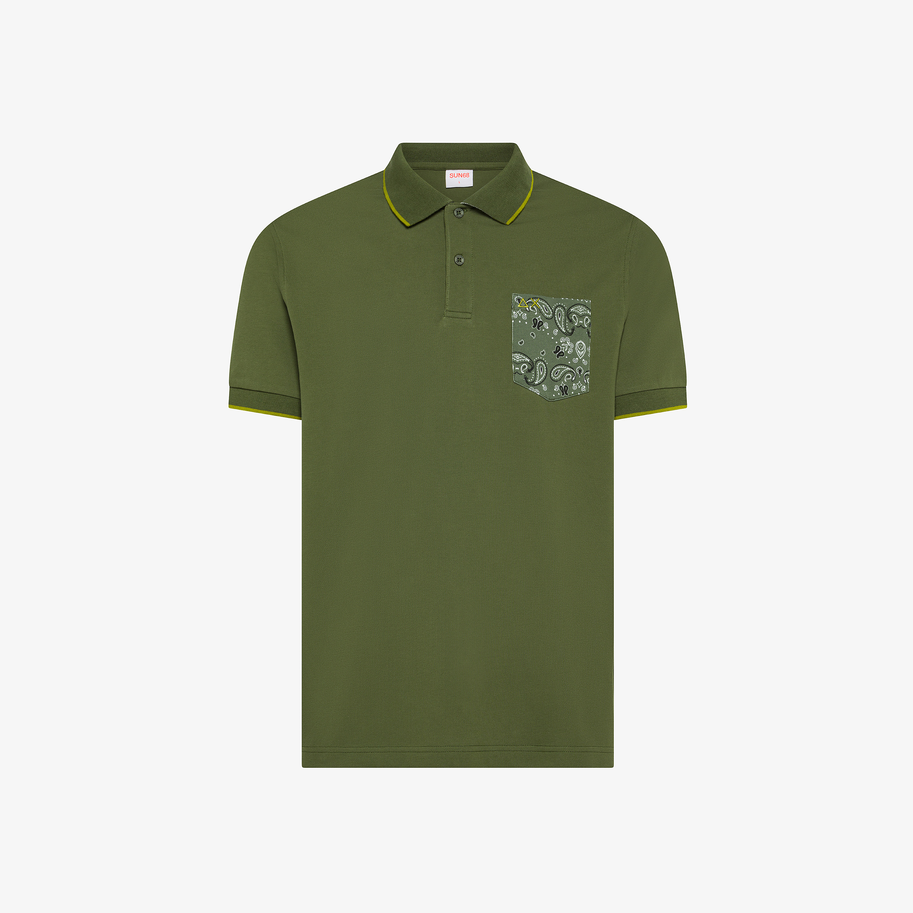 Dark green cotton polo with chest pocket