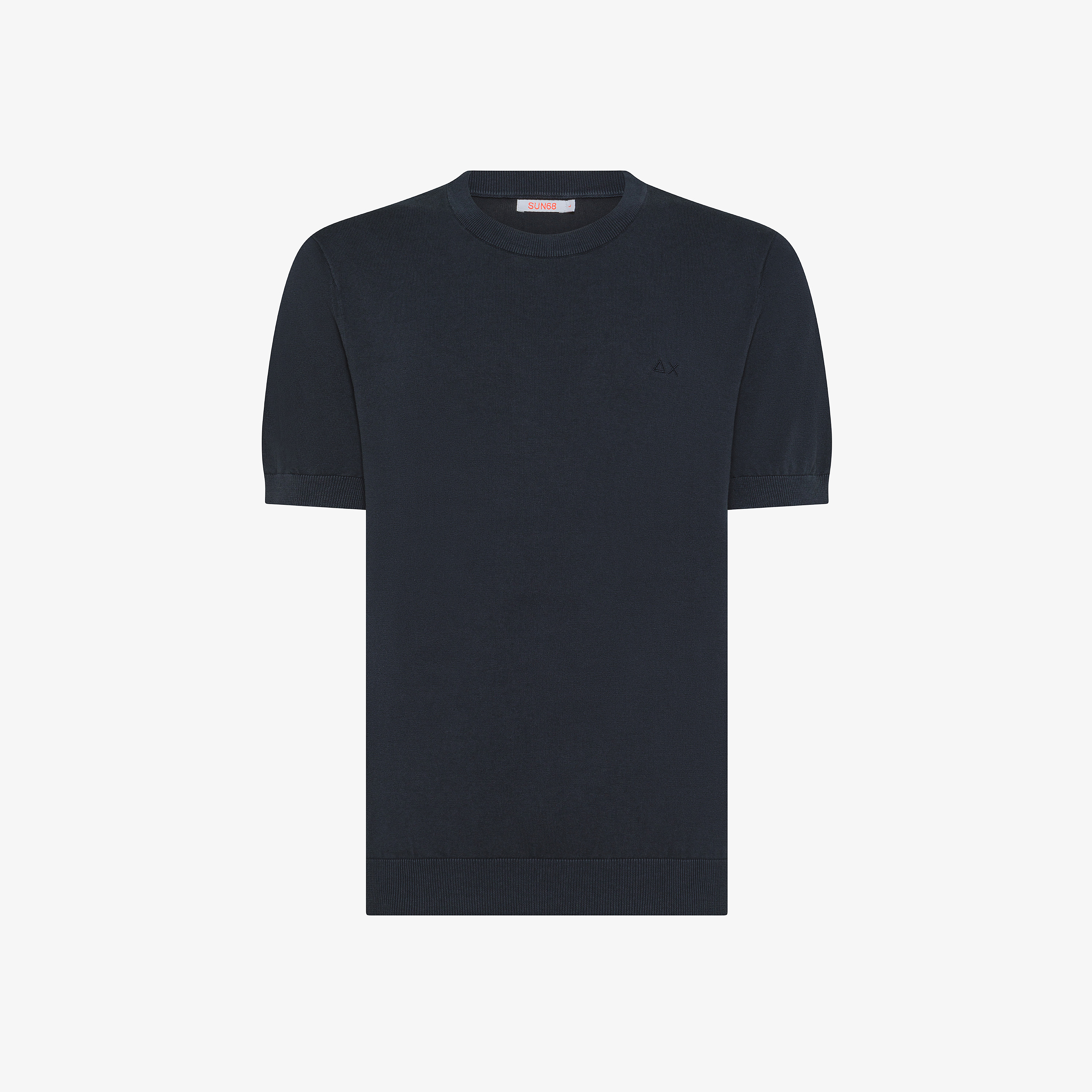 Tシャツ・カットソー SUN68 Men T-shirt Navy T35123 07 Navy Blue Piqué T-shirt With Embroidery - Man | Neon SUN68