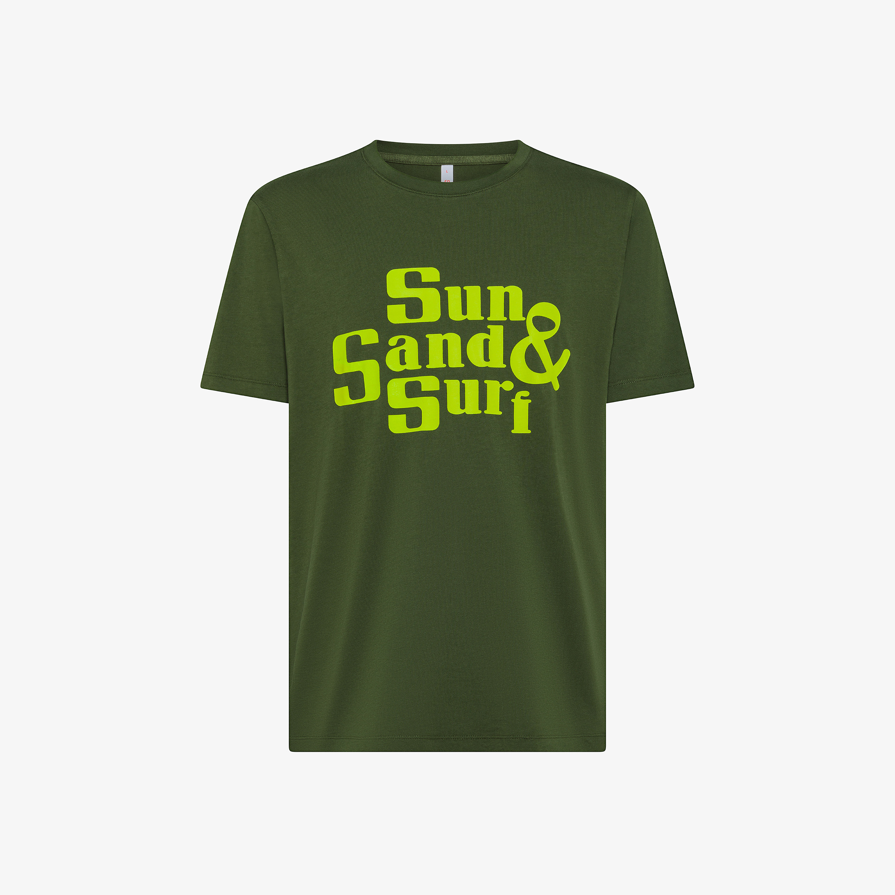 Tシャツ・カットソー SUN68 Men T-shirt Green A35104 42 T-shirt Verde Scuro Con Stampa Lettering - Uomo | Fantasia SUN68
