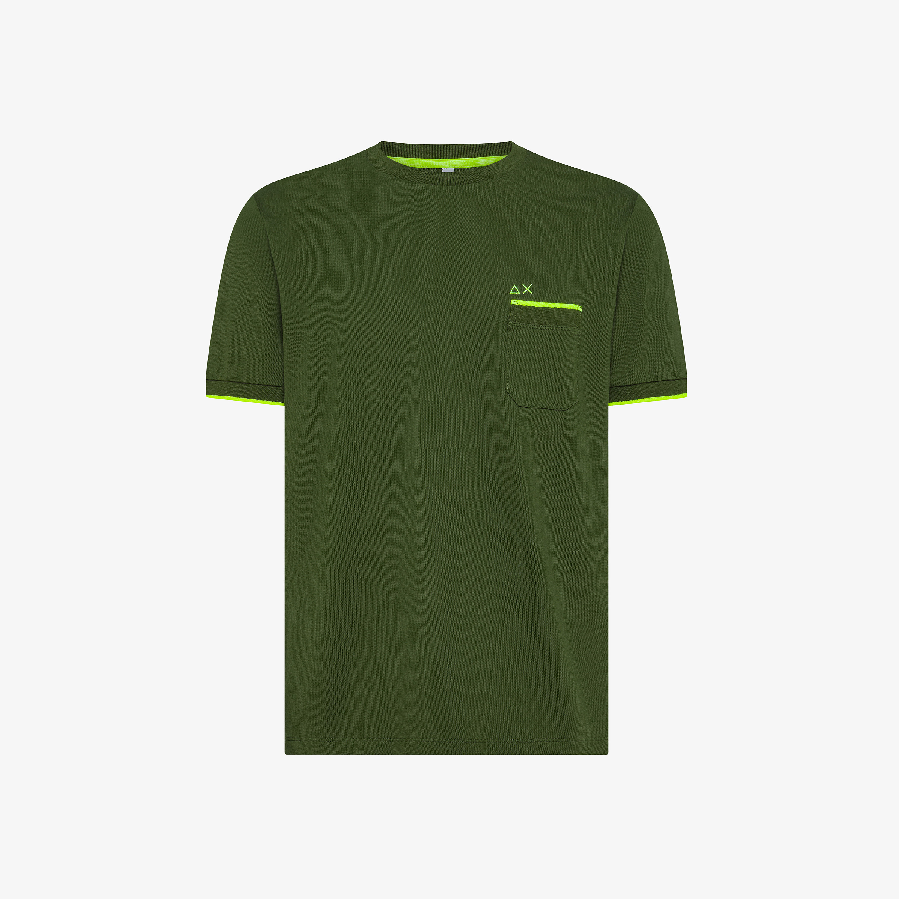 Tシャツ・カットソー SUN68 Men T-shirt Green T35129 37 Dark Green Cotton Piqué T-shirt - Man | Solid SUN68