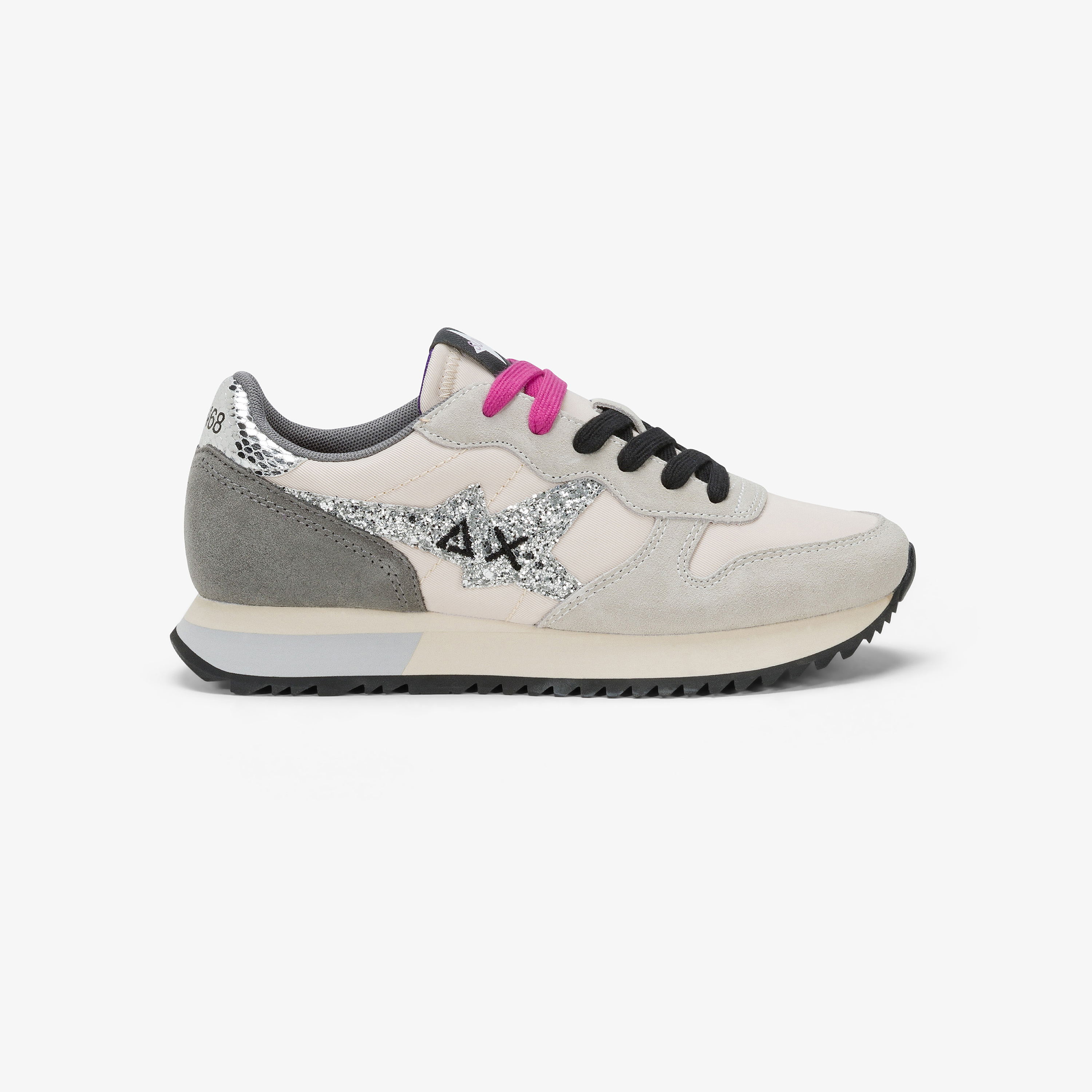 MIU MIU Pink And White Glitter Platform Sneakers With Logo