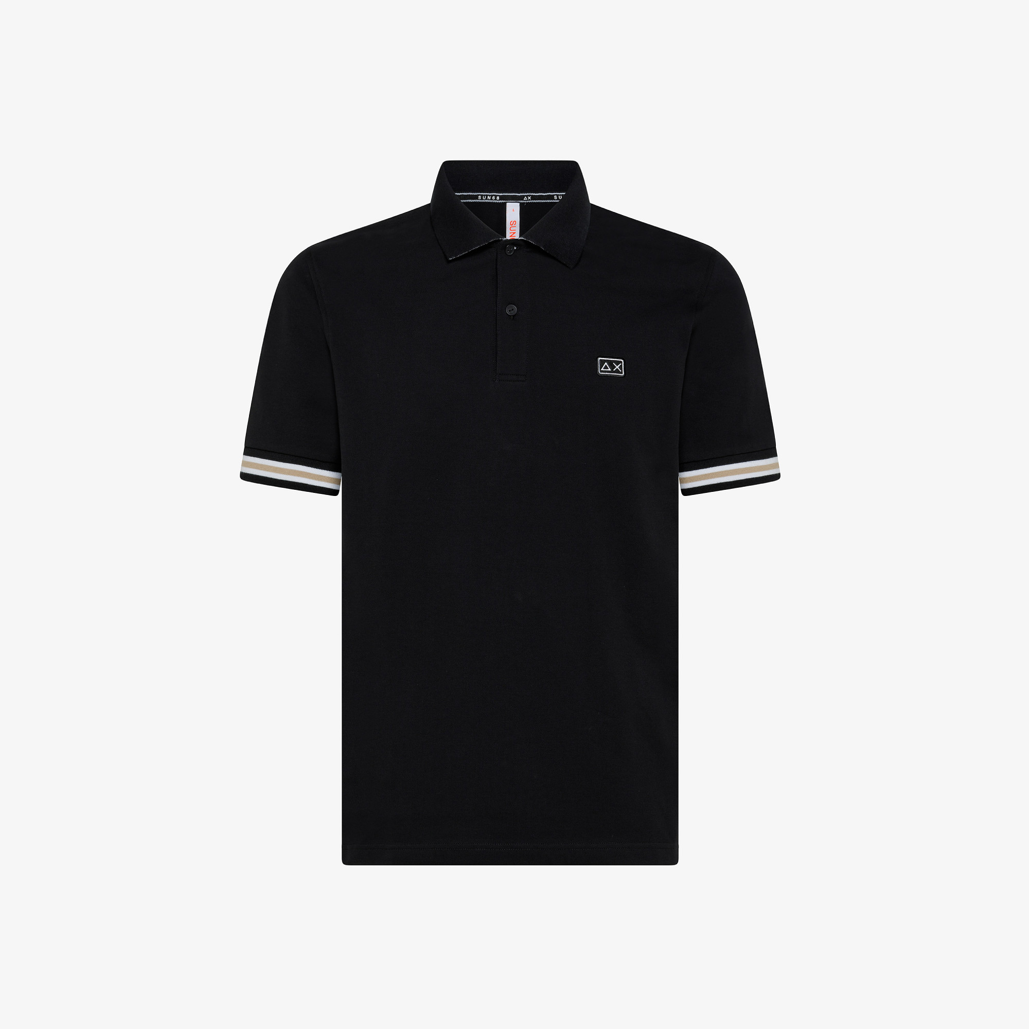POLO STRIPES ON FRONT PLACKET AND CUFFS EL. NERO