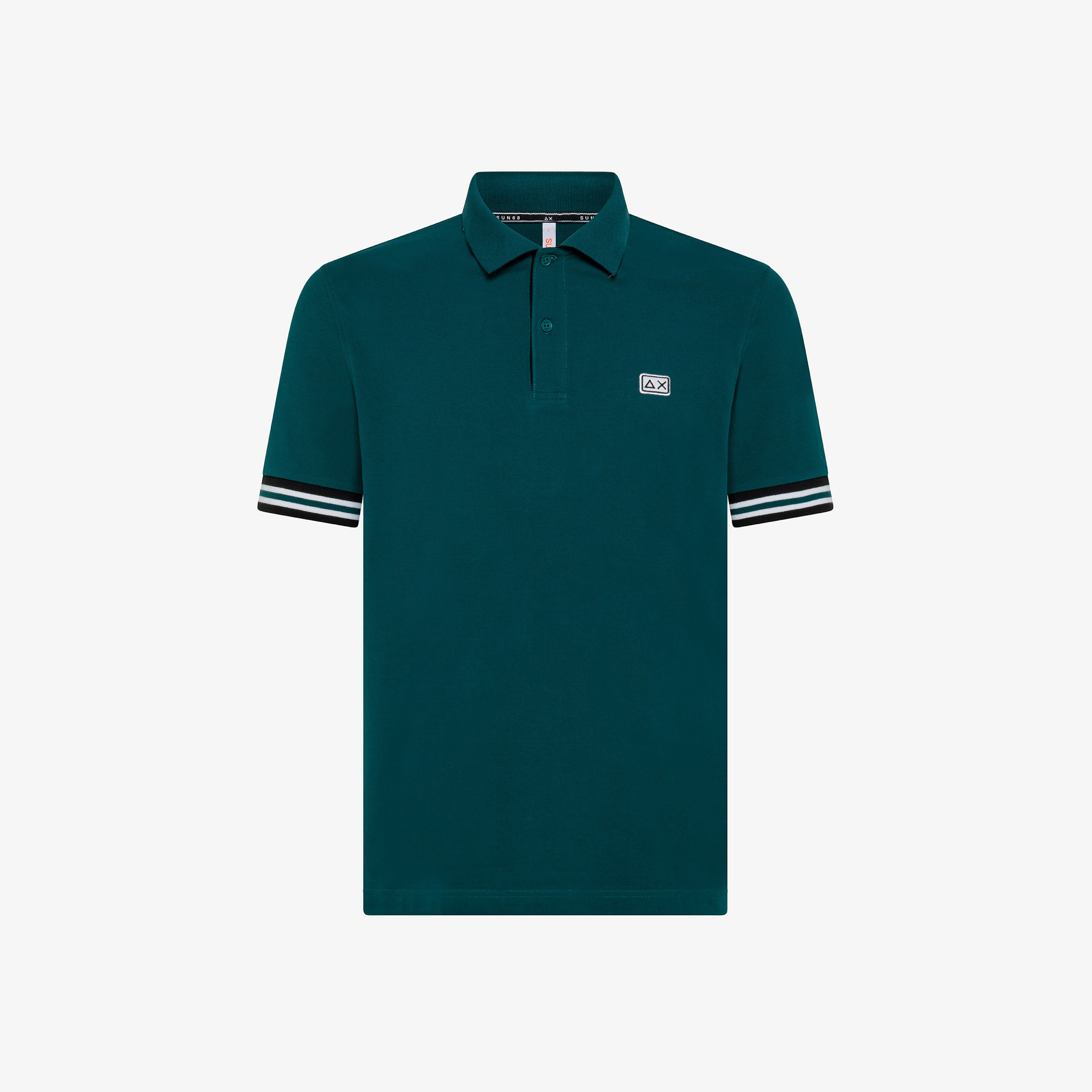 POLO STRIPES ON FRONT PLACKET AND CUFFS EL. VERDE INGLESE