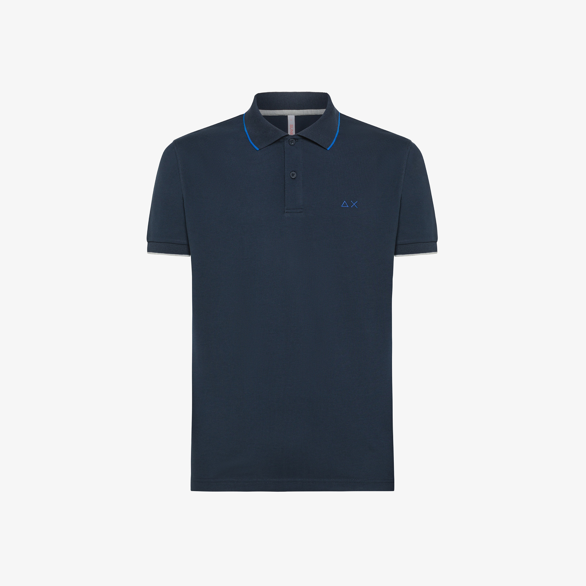 POLO SMALL STRIPES ON COLLAR S/S NAVY BLUE