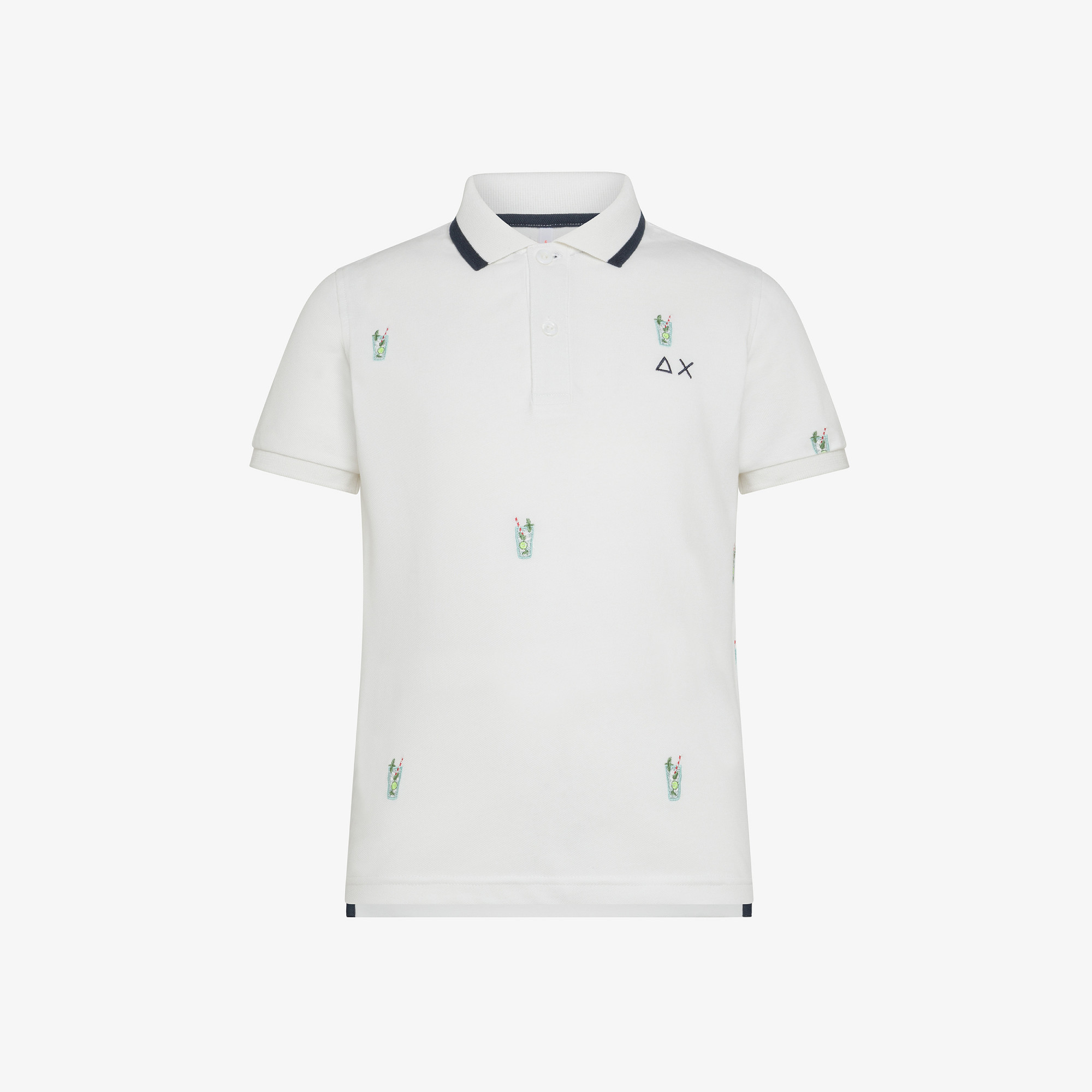 BOY'S POLO FULL EMBROIDERY S/S WHITE