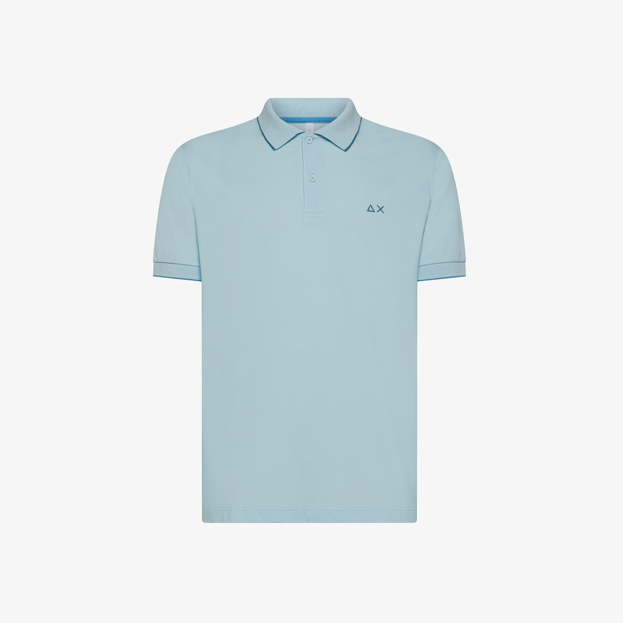 POLO SMALL STRIPES ON COLLAR S/S LIGHT BLUE