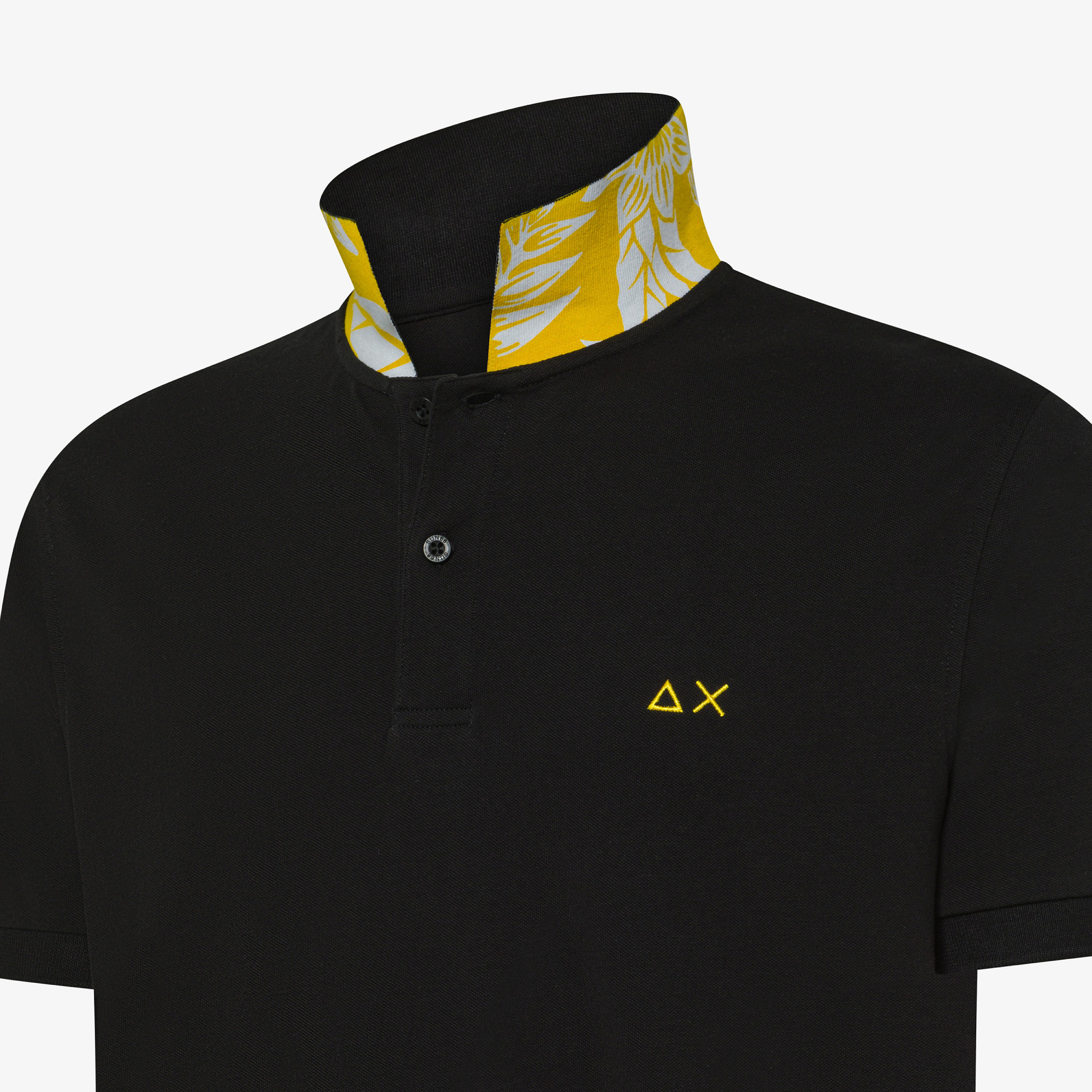 POLO PRINT UNDER COLLAR S/S NERO