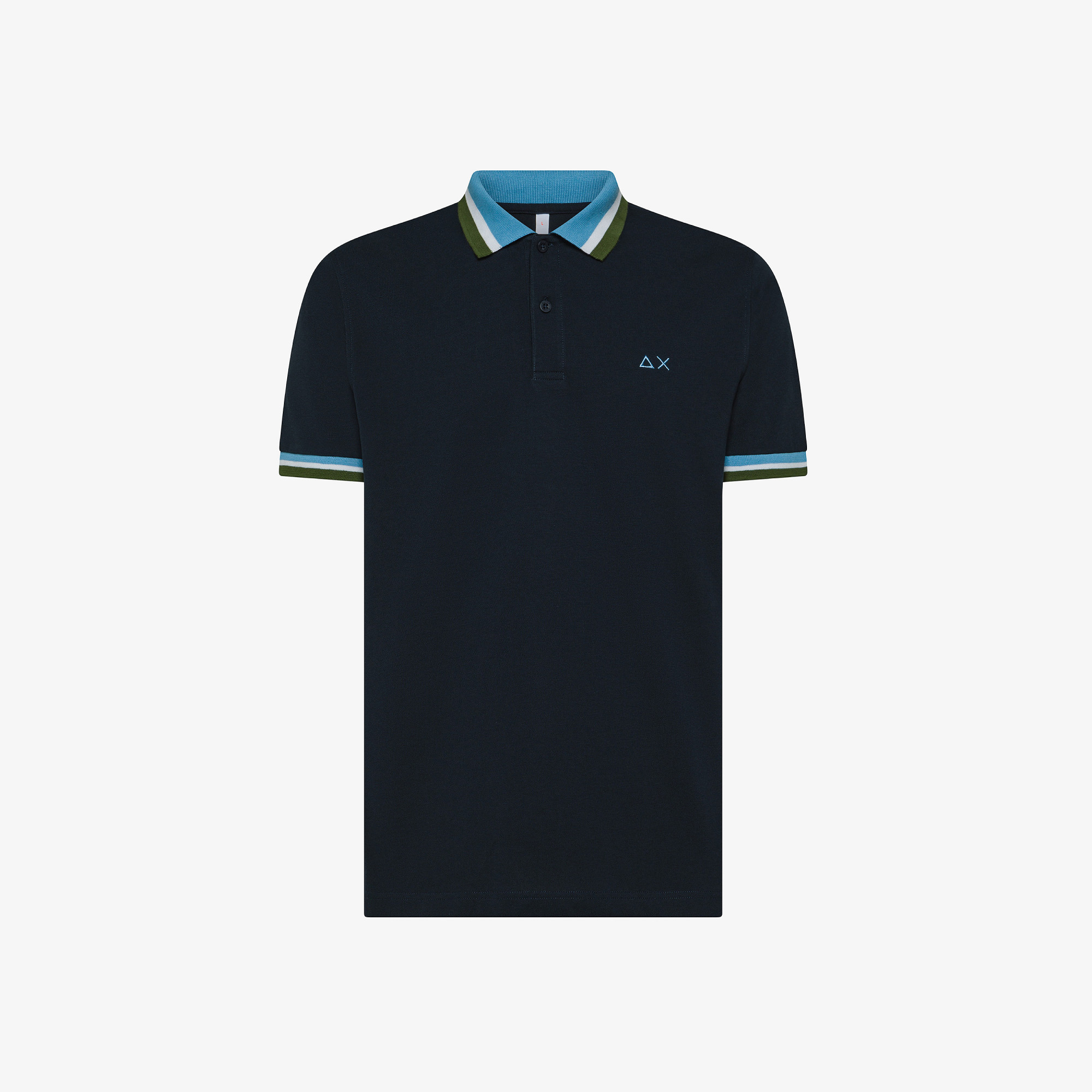 Navy blue cotton piqué polo shirt