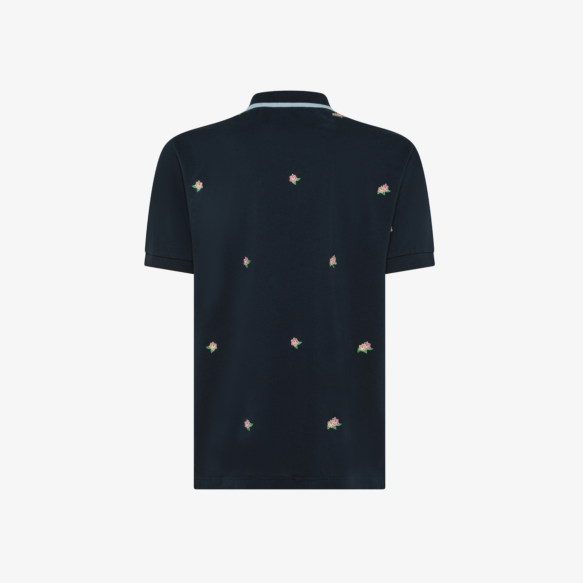 Polo blu navy con ricami grafici