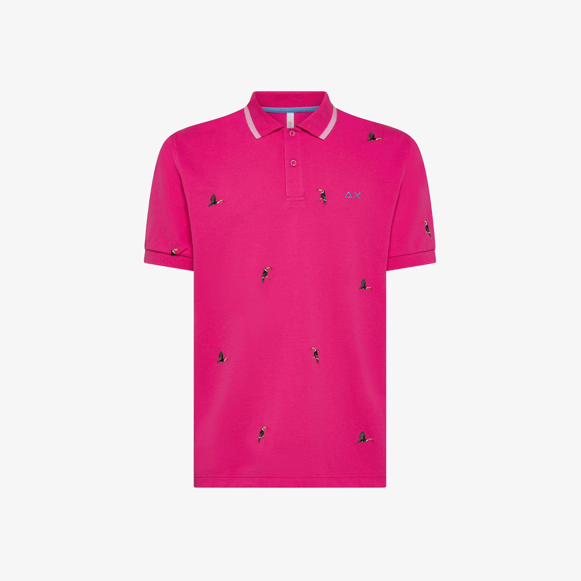 Fuchsia polo shirt with embroidered detailing