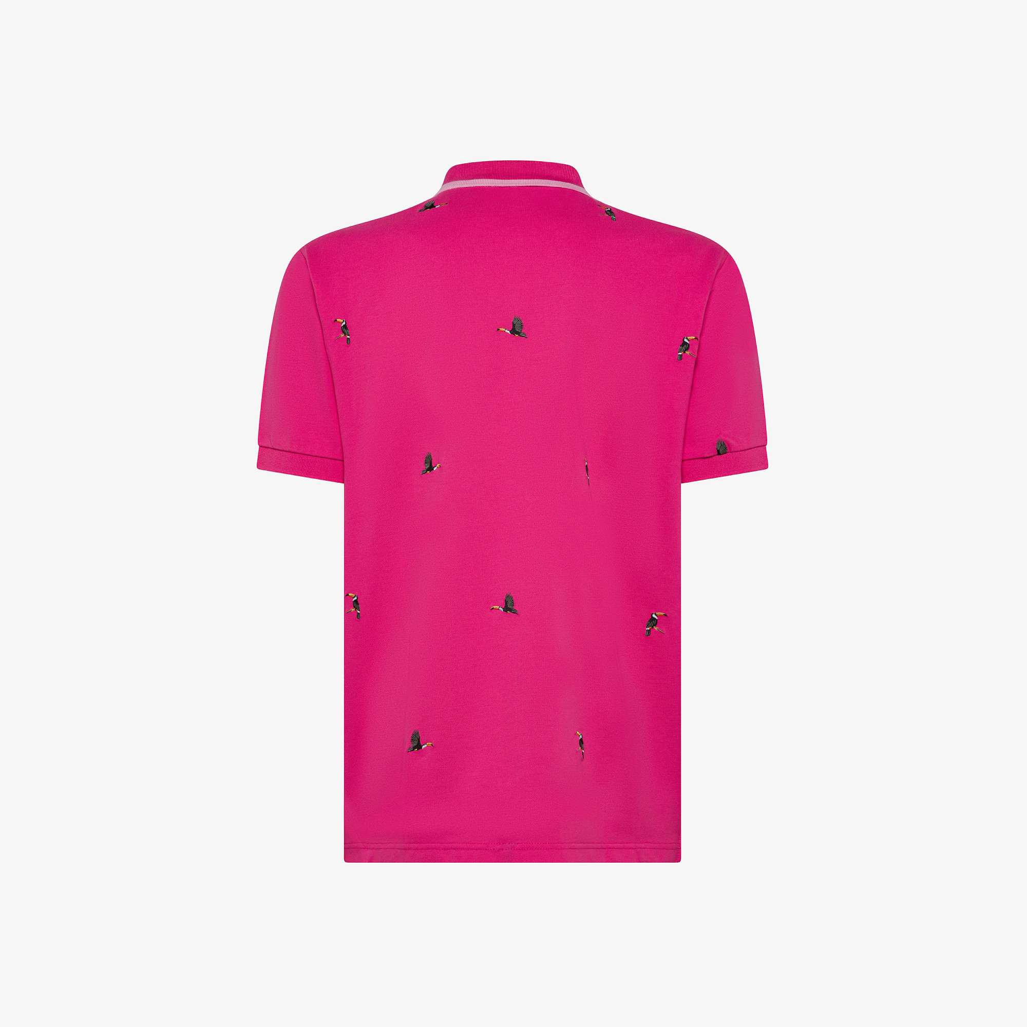 Fuchsia polo shirt with embroidered detailing