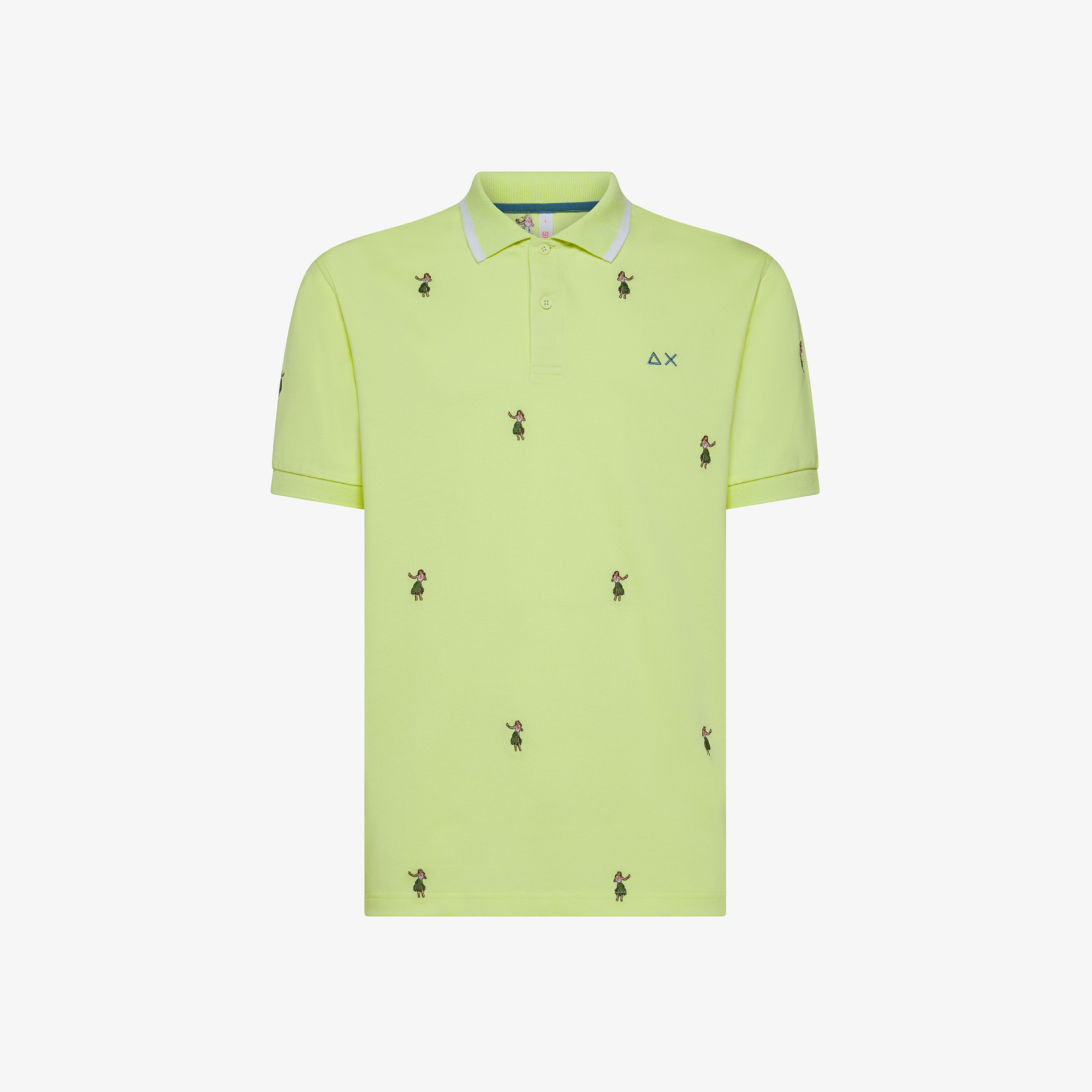 Polo giallo limone con ricami grafici