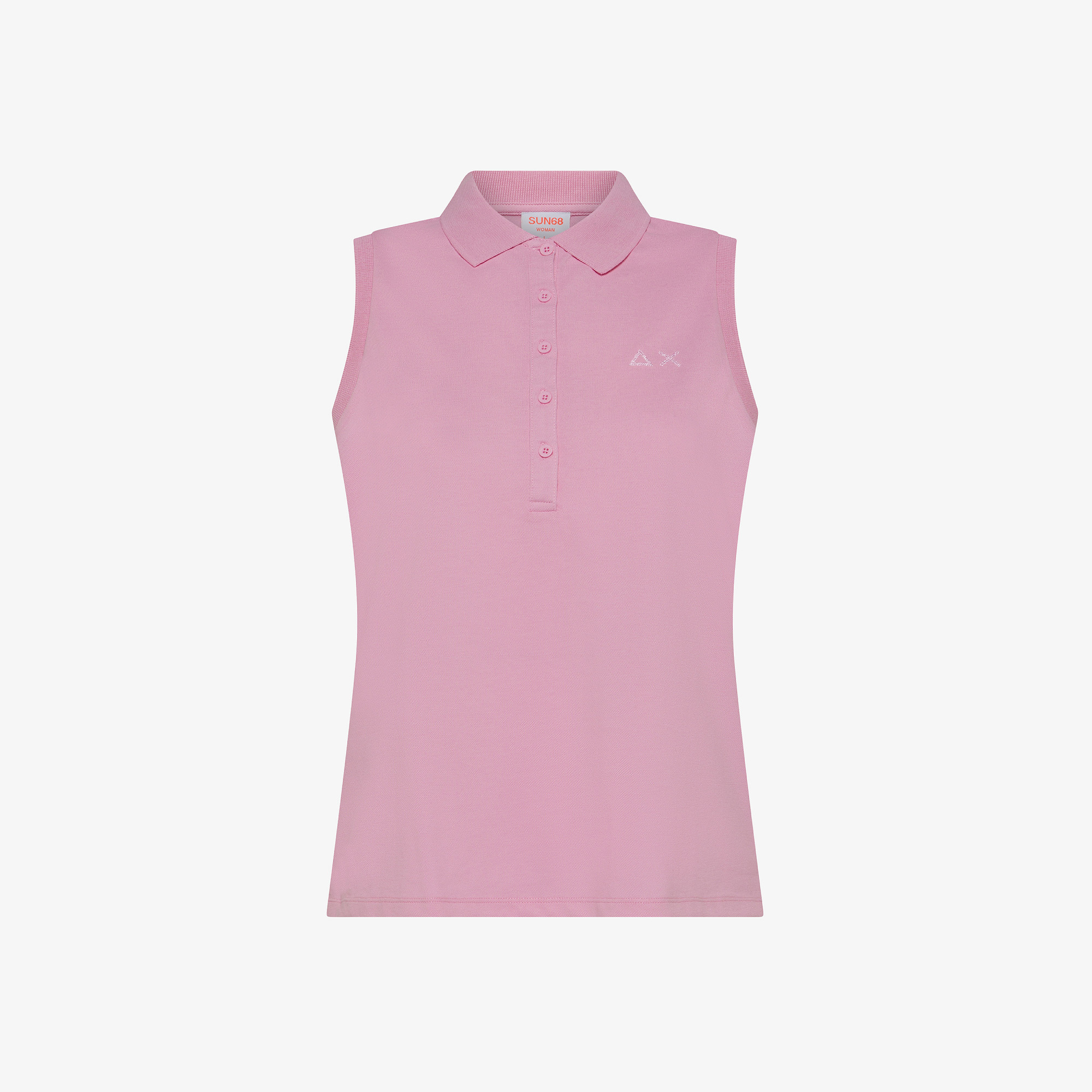 Geranium cotton piqué polo shirt with rhinestone logo