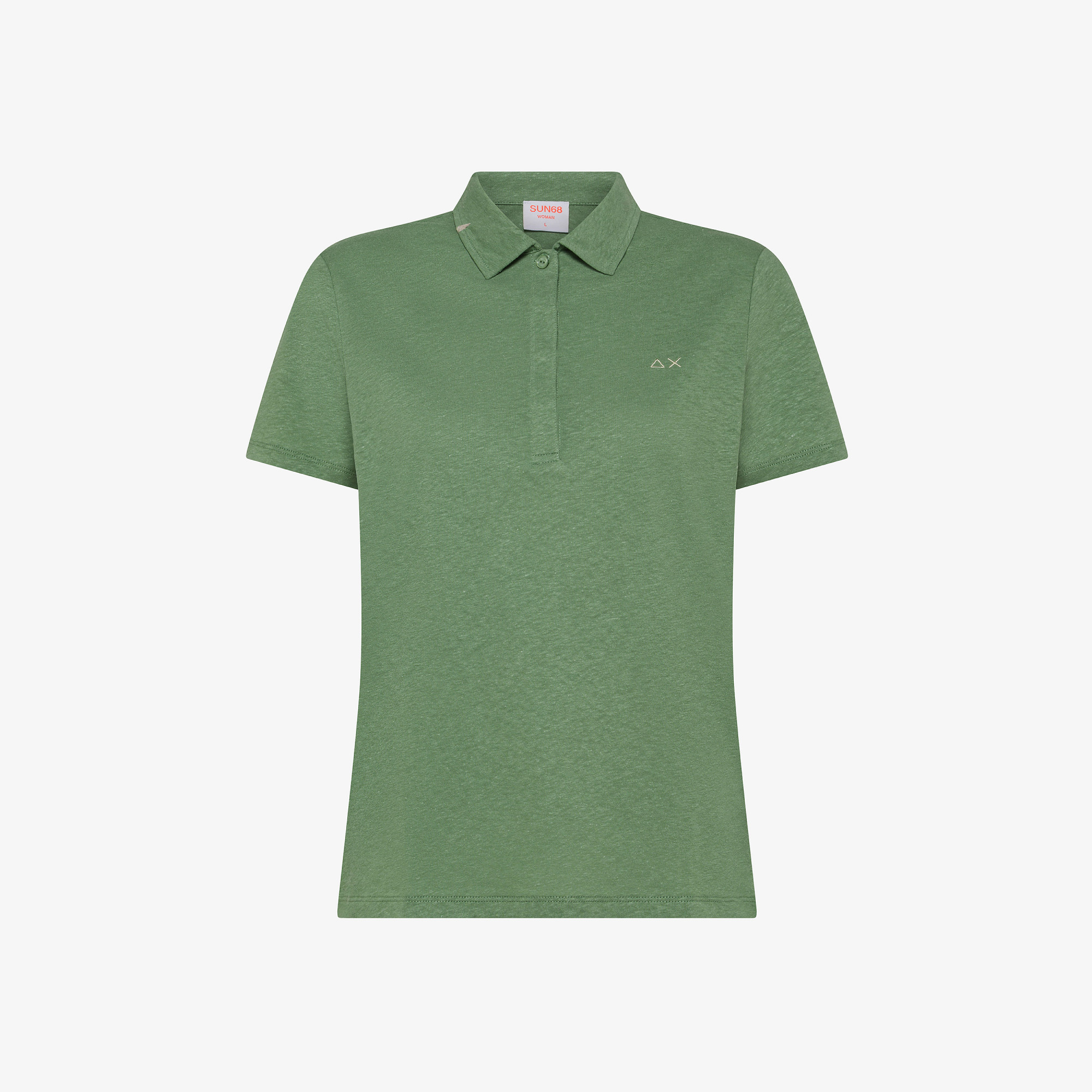 Polo in lino e cotone verde salvia