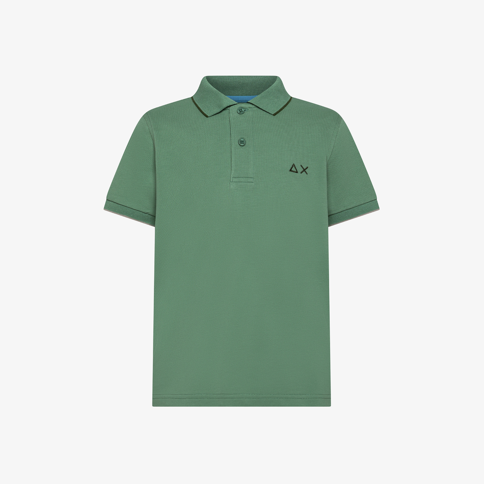 BOY'S POLO SMALL STRIPES ON COLLAR S/S VERDE SALVIA