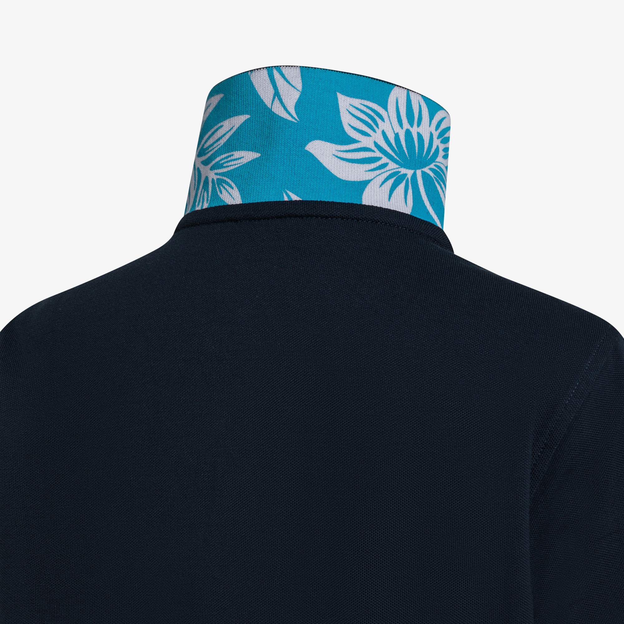 BOY'S POLO PRINT UNDER COLLAR S/S NAVY BLUE