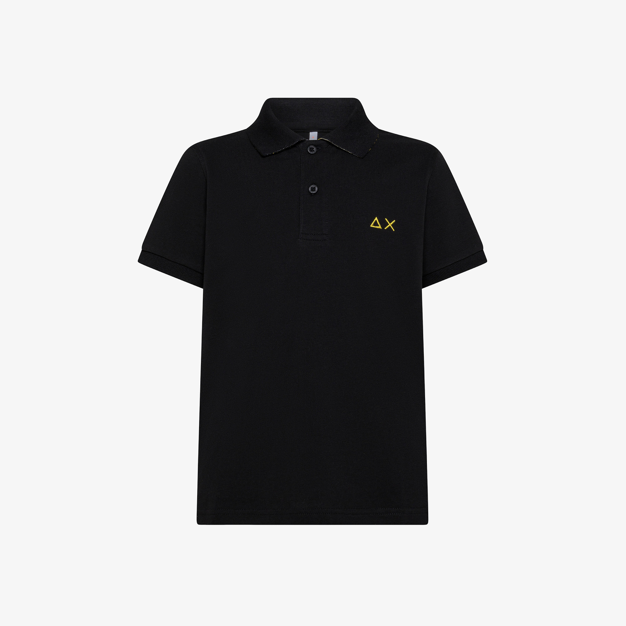 Black polo shirt with floral print