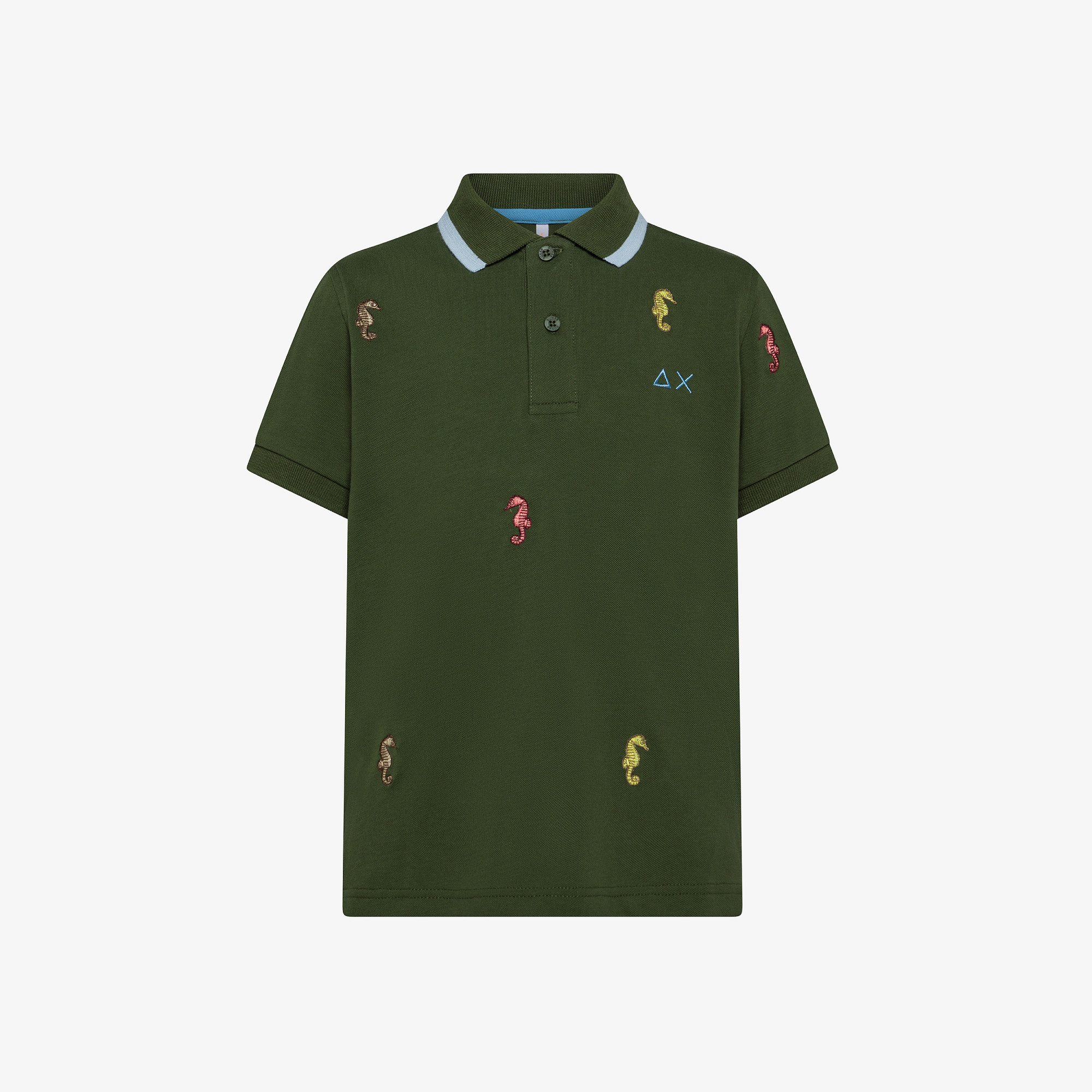 BOY'S POLO FULL EMBROIDERY S/S VERDE SCURO