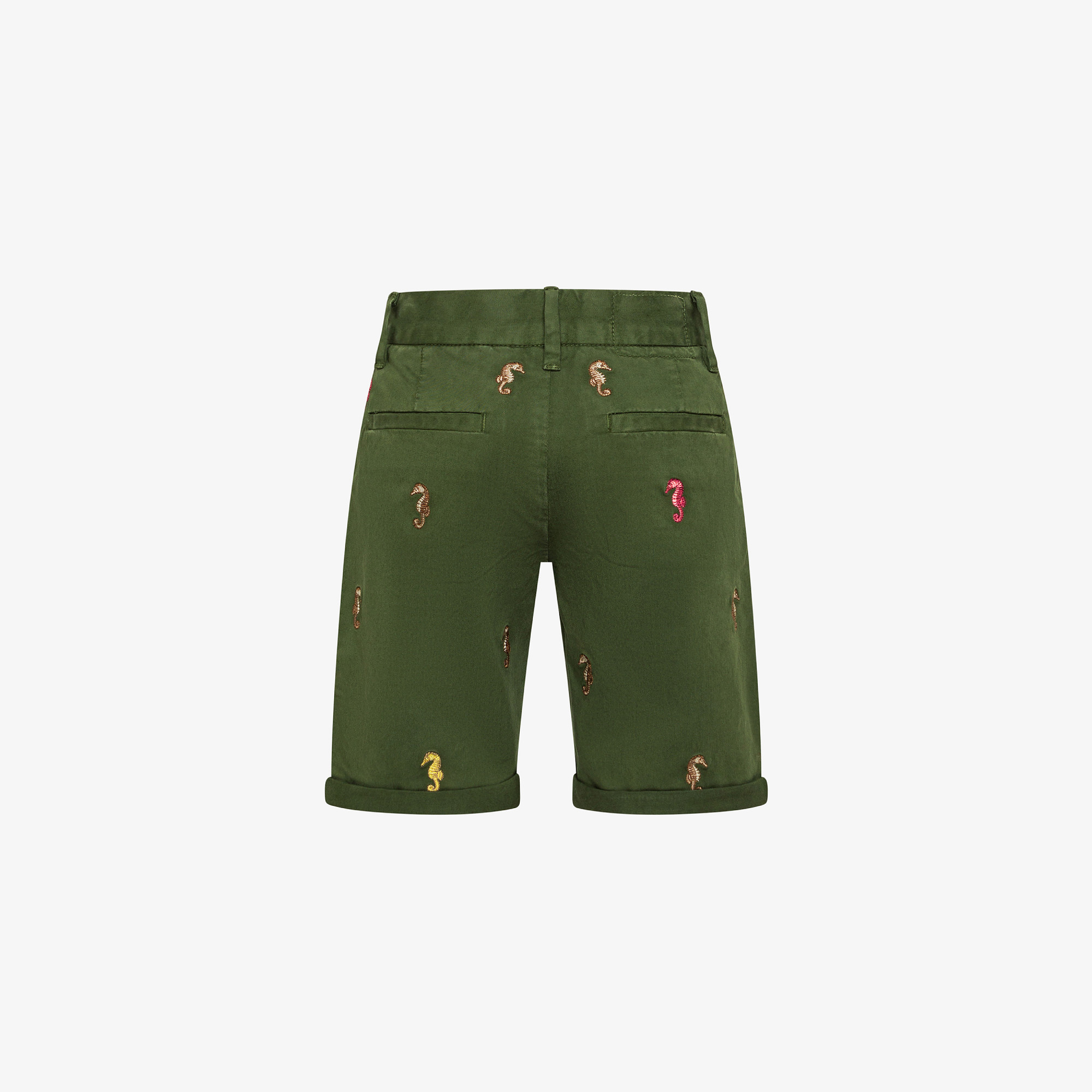 BOY'S CHINO SHORTS EMBROIDERY VERDE SCURO