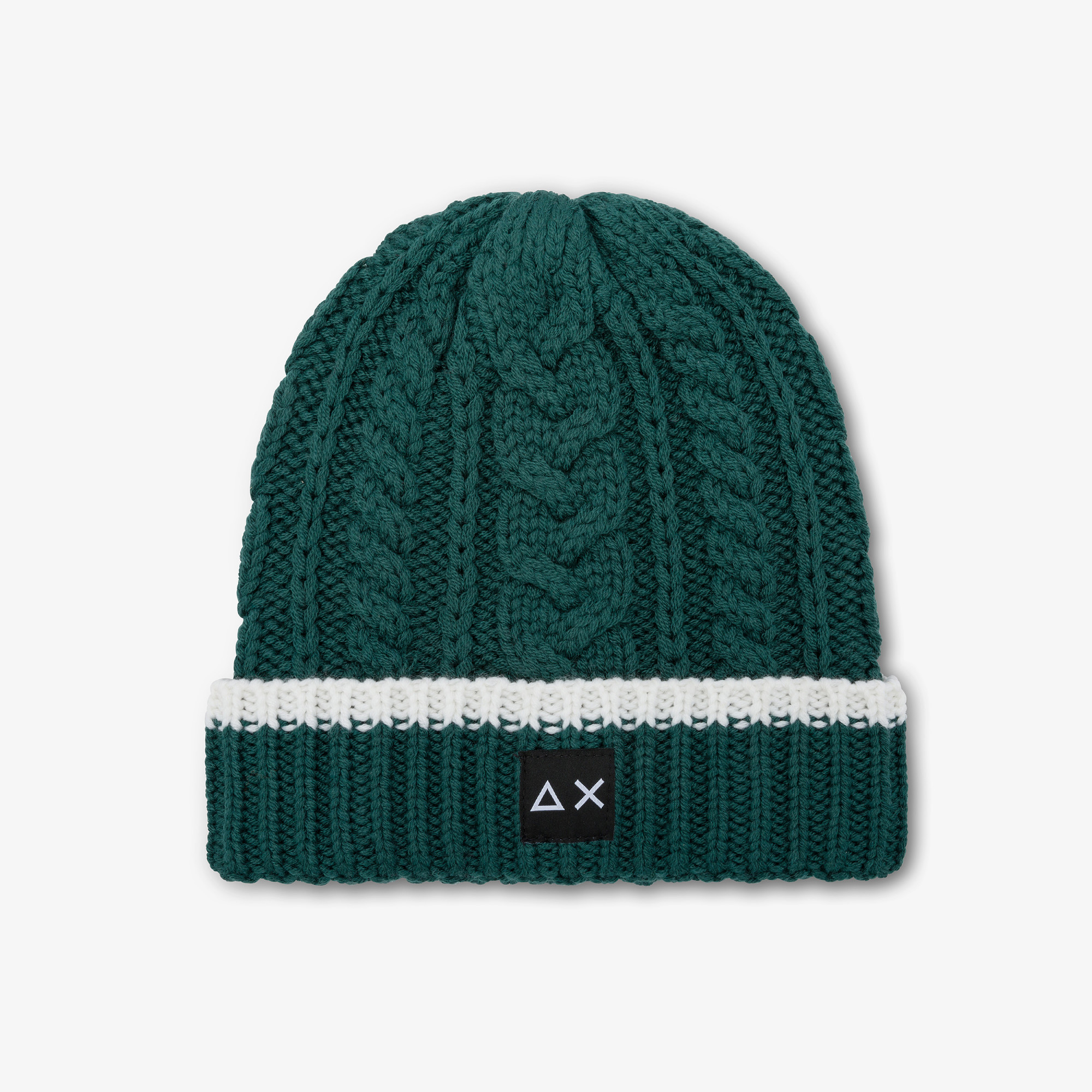 Cable-knit wool beanie DARK GREEN