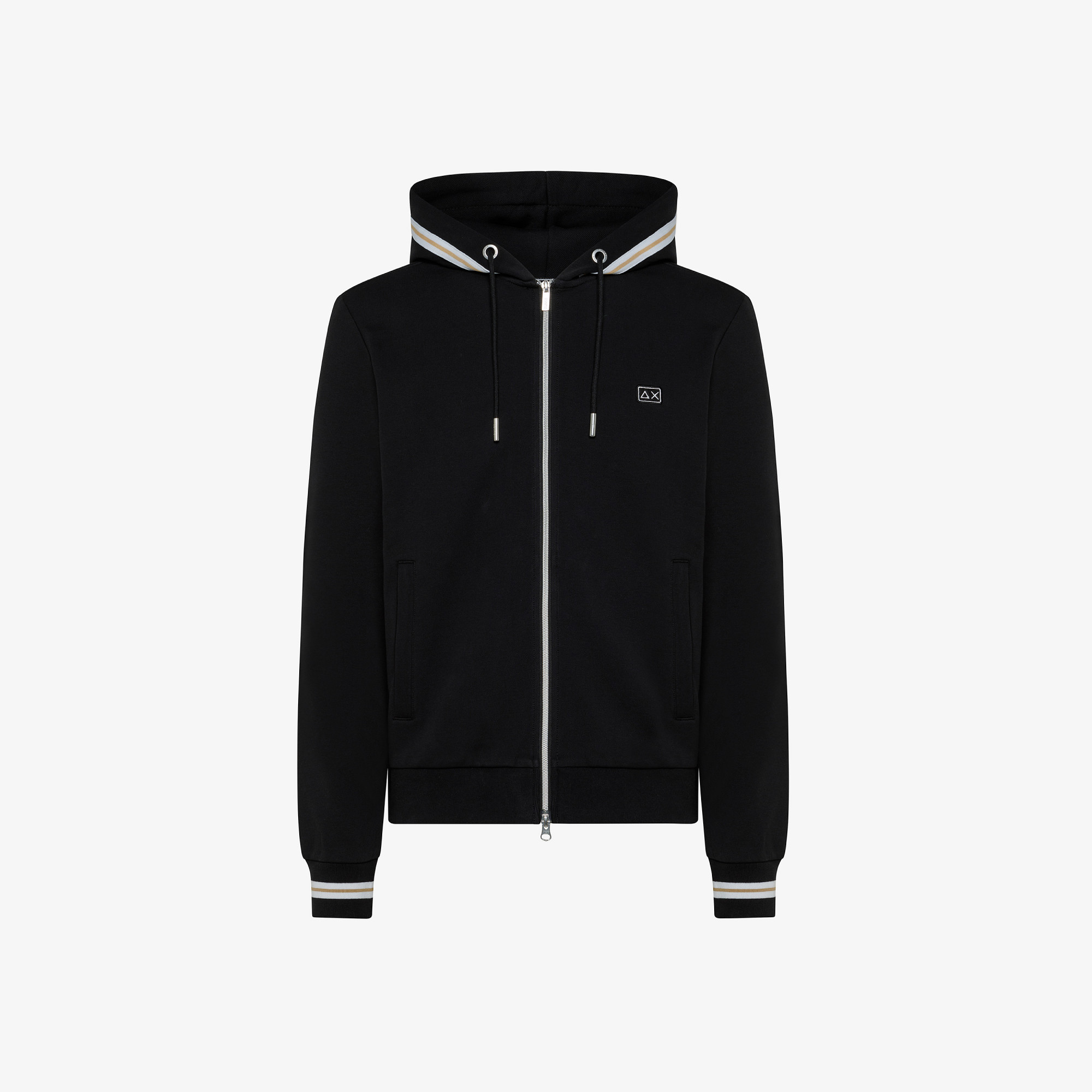 HOOD ZIP HERITAGE COTT. FL. NERO