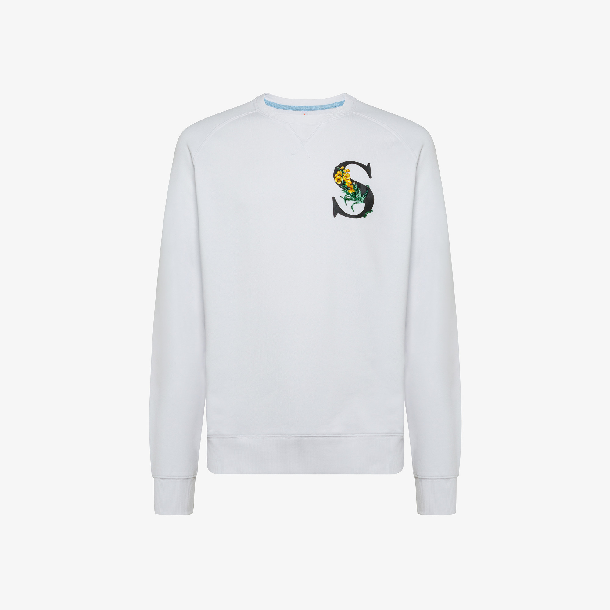 ROUND PRINT ON CHEST COTT.FL. WHITE