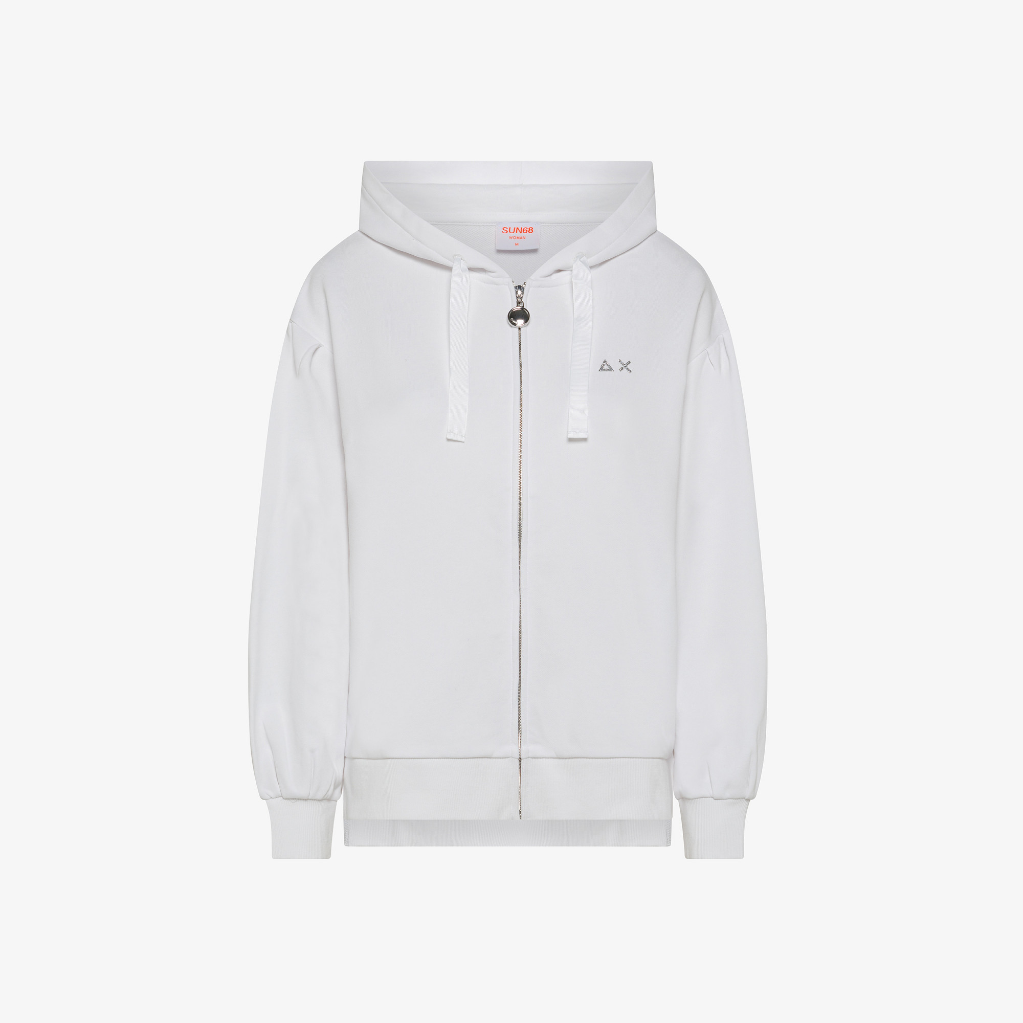 HOOD ZIP COTTON FL. BIANCO