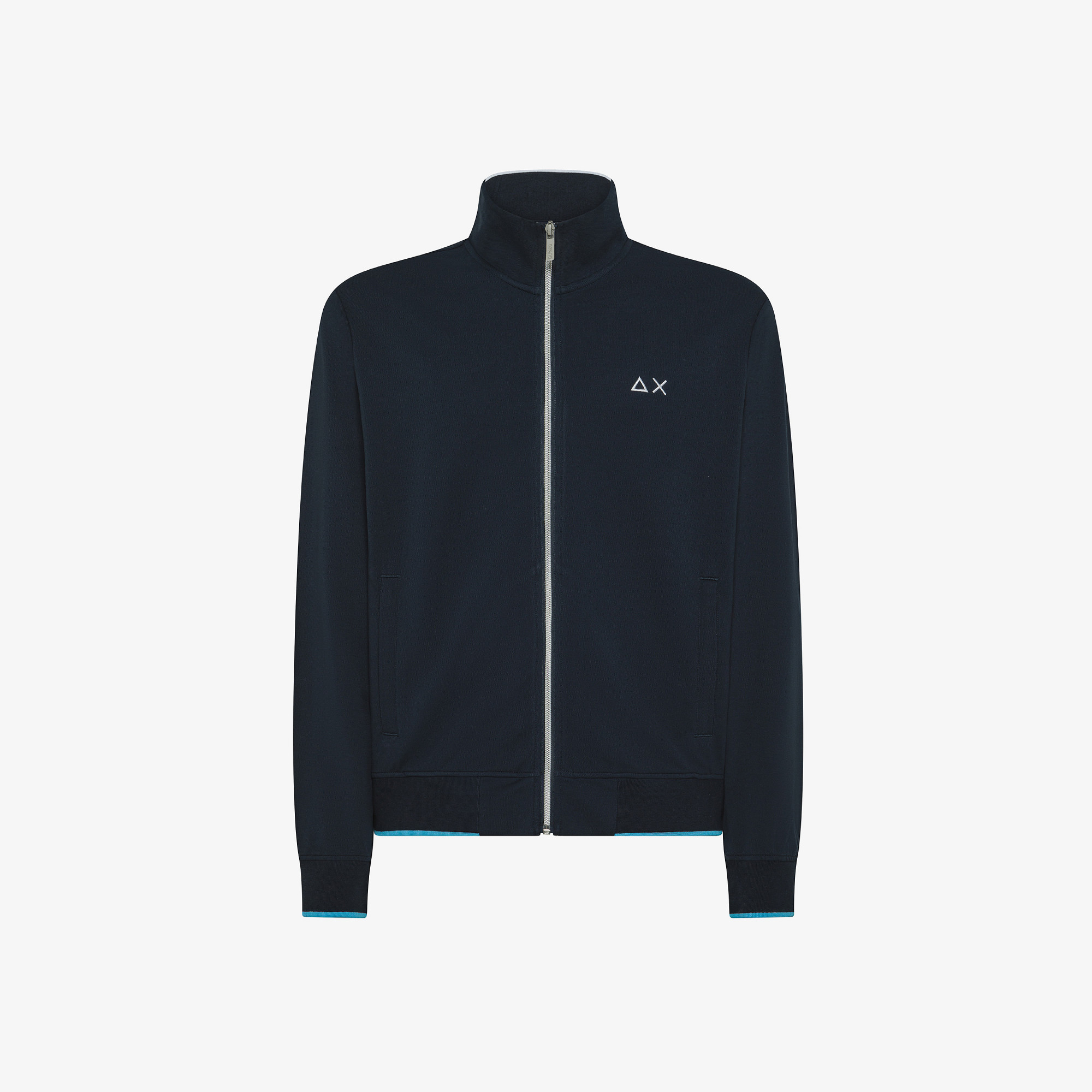 TRACK ZIP PIQUET SMALL STRIPES FLEECE NAVY BLUE