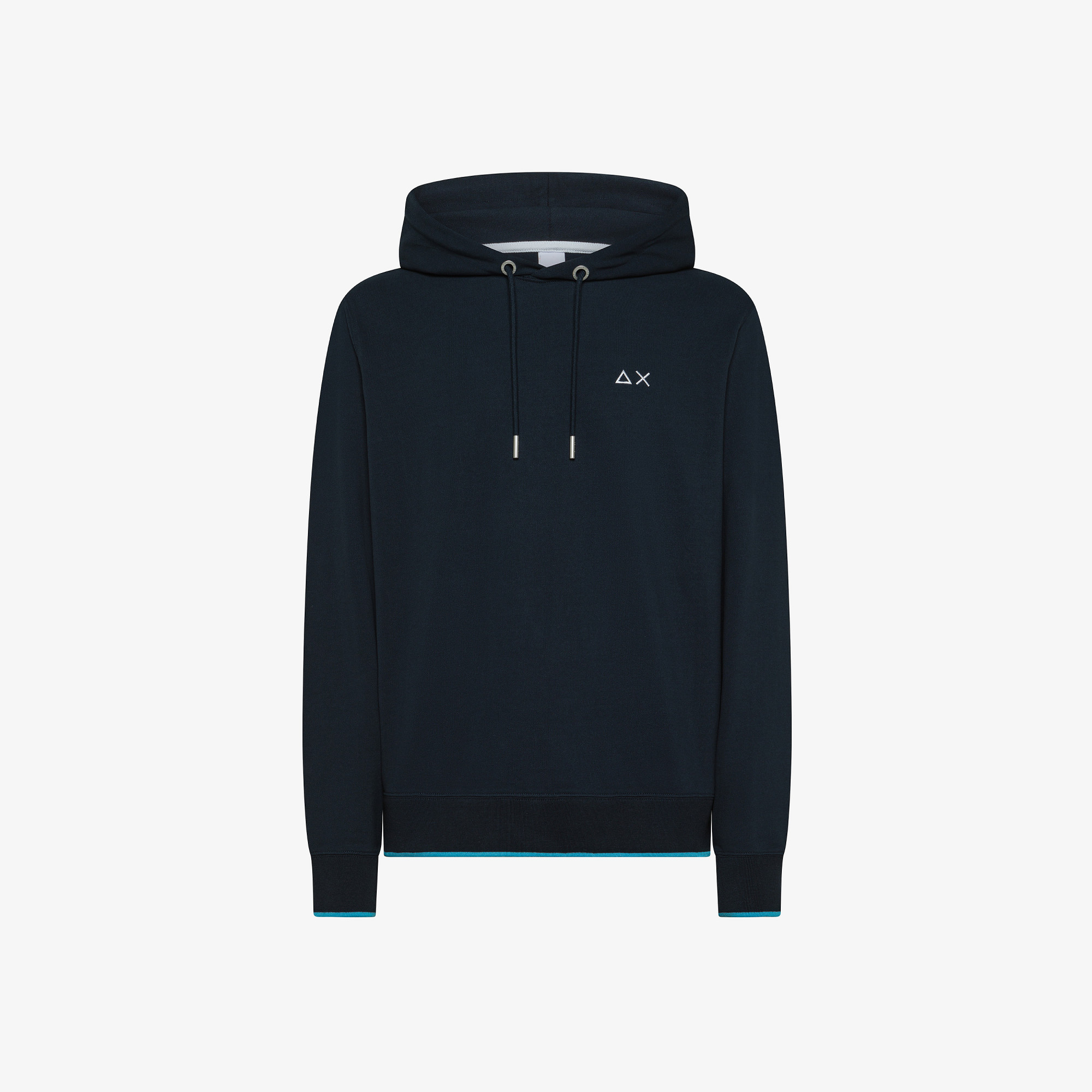 HOODIE SMALL STRIPES PIQUET FLEECE NAVY BLUE