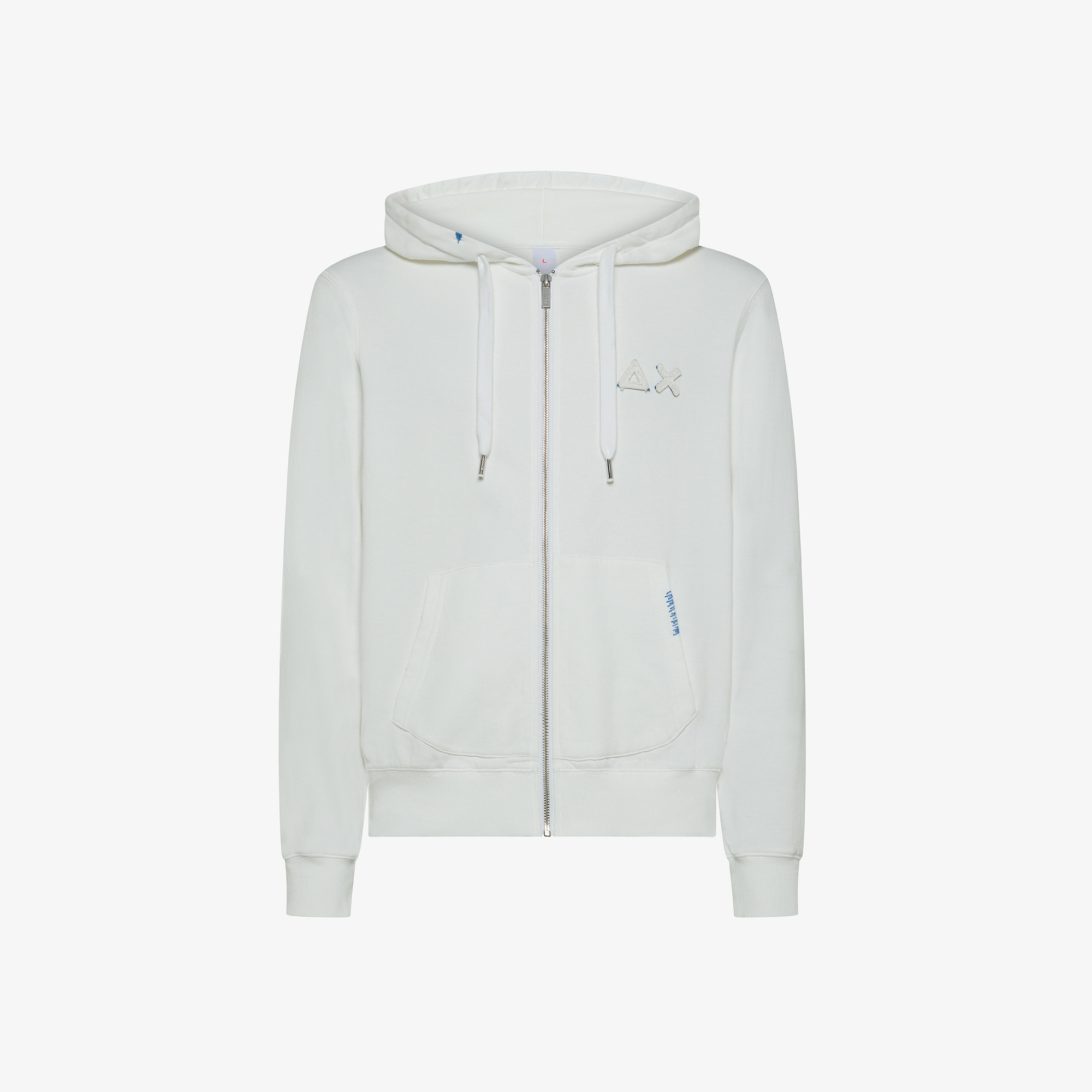 HOODIE ZIP VINTAGE BROKEN FLEECE BIANCO PANNA