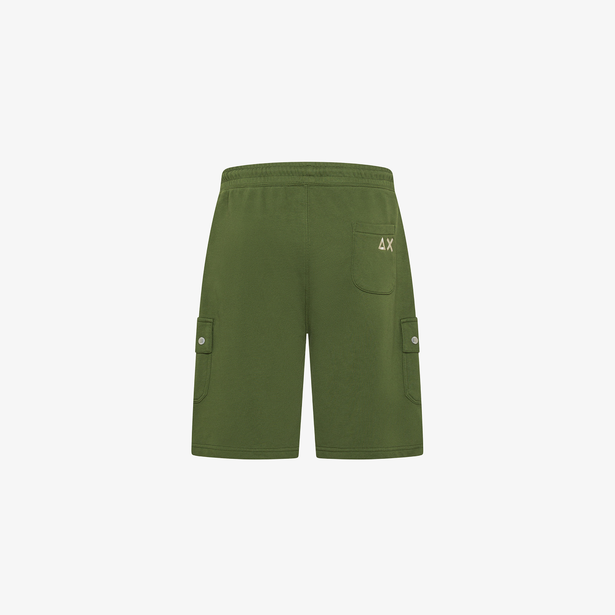 Dark green cotton fleece cargo shorts