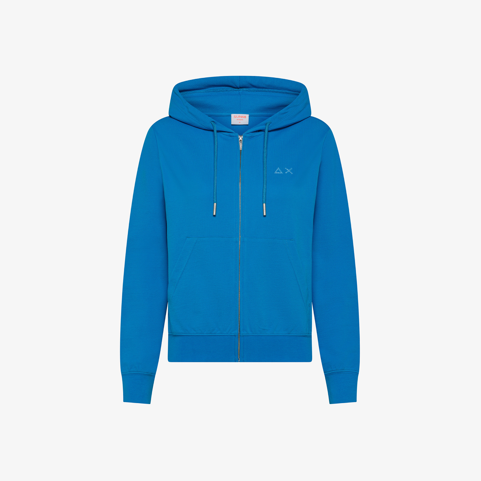 Light ottanio cotton hoodie with rhinestone logo